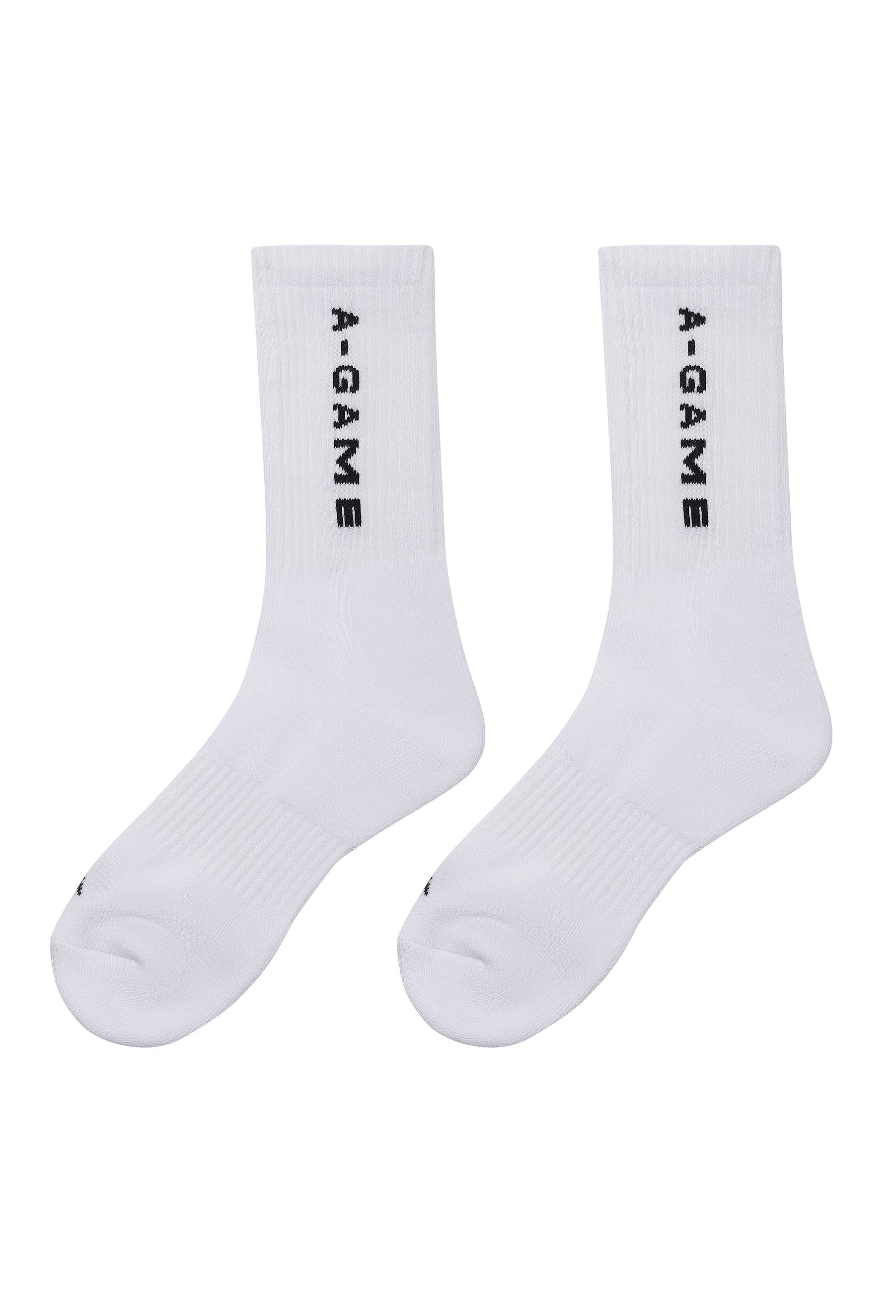 CREW SOCKS TEXT LOGO - WHITE/BLACK