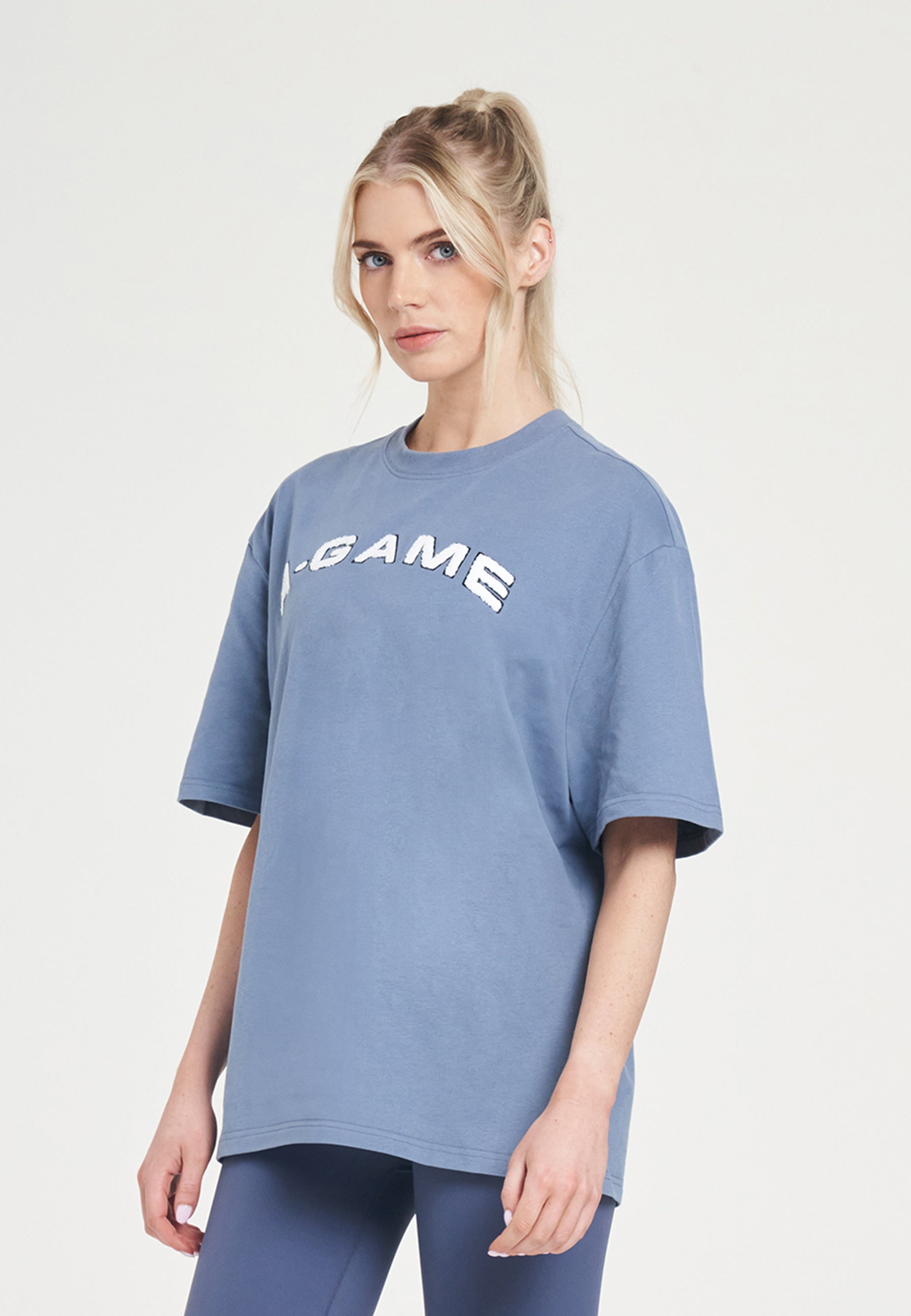 WOMENS A-GAME CHENILLE LOGO RELAXED T-SHIRT - ELEMENTAL BLUE