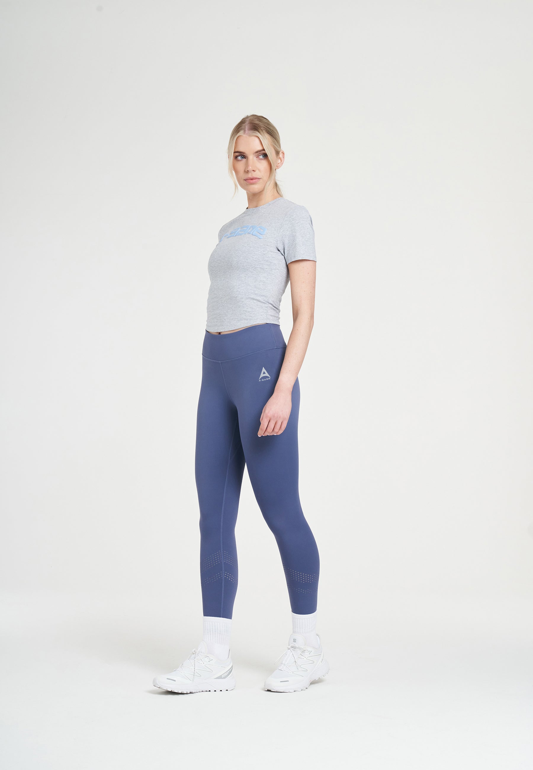 WOMENS A-GAME HIGH WAISTED TRAINING LEGGINGS - BLUE