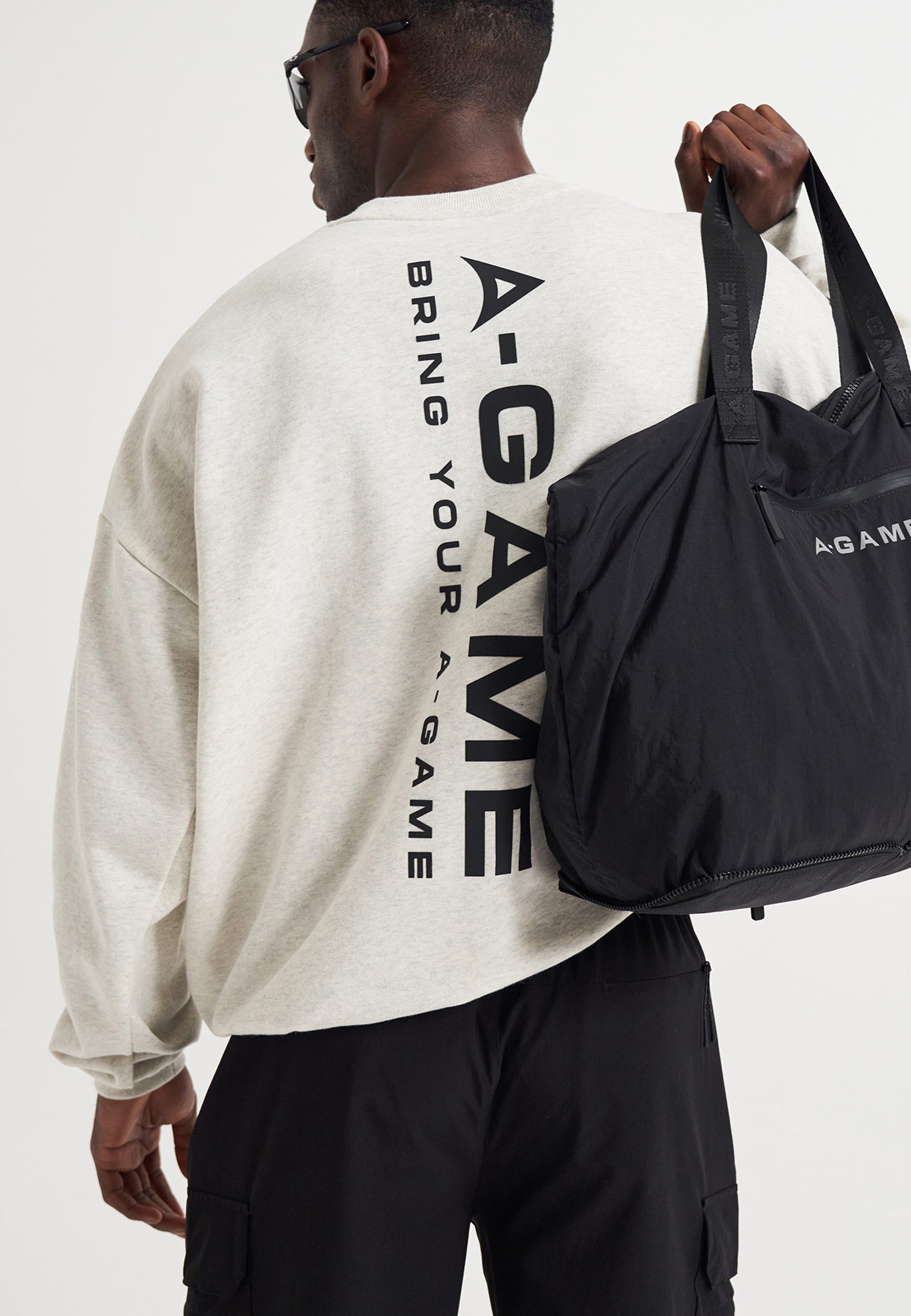 MENS A-GAME LOGO GRAPHIC RELAXED SWEATSHIRT - SNOW MARL