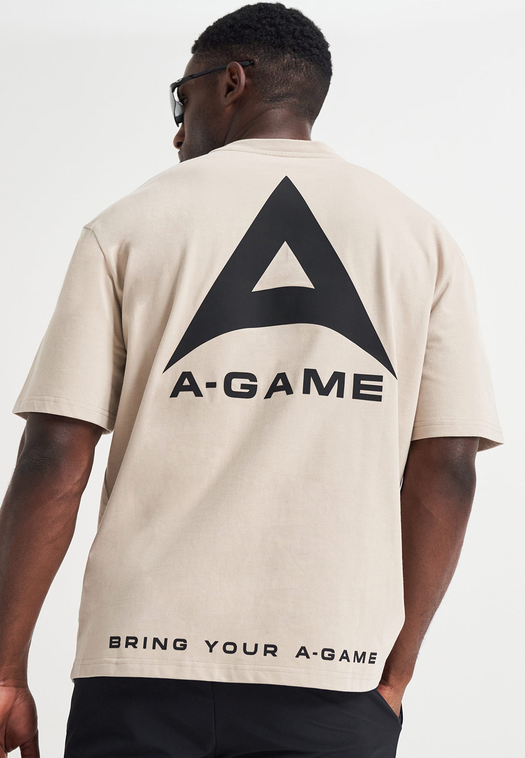 MENS A-GAME LOGO GRAPHIC RELAXED T-SHIRT - BEIGE
