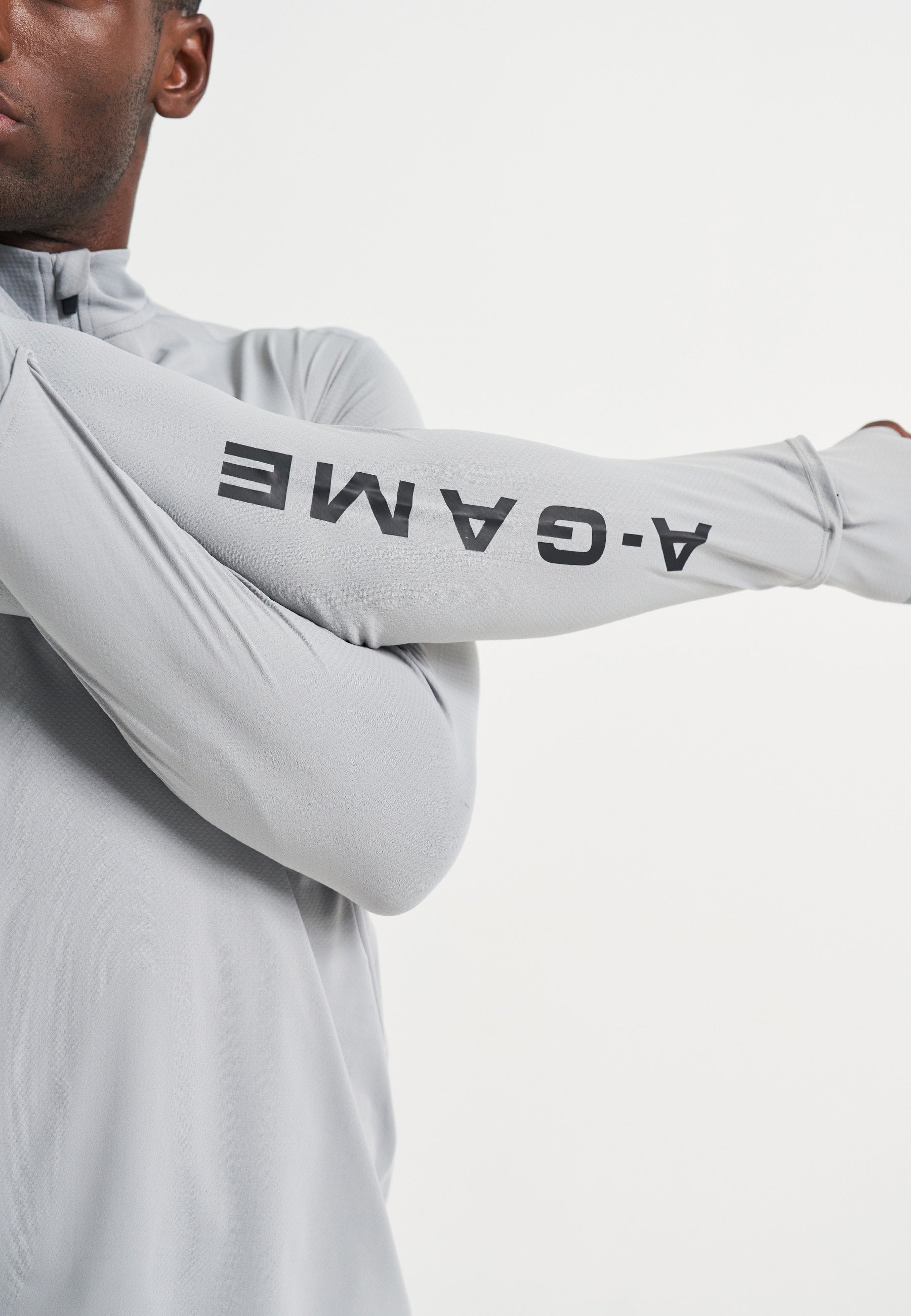 MENS A-GAME PERFORMANCE LONG SLEEVE TRAINING TOP - STEEL GREY