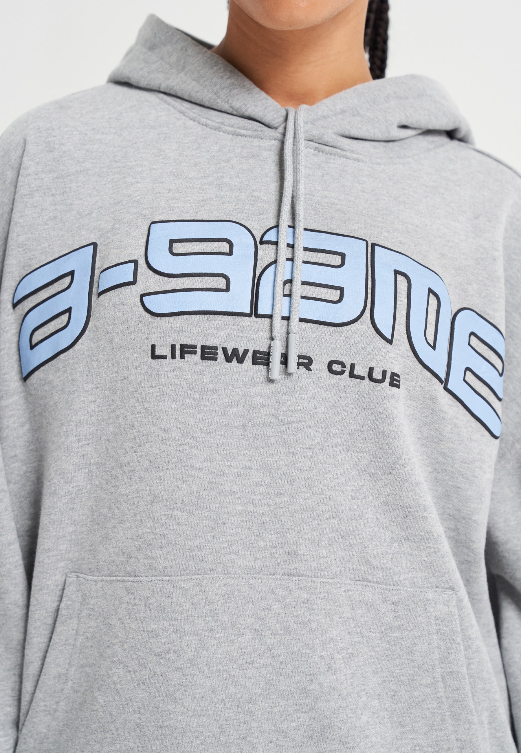 WOMENS A-GAME ROTATE LOGO GRAPHIC HOODIE - GREY MARL