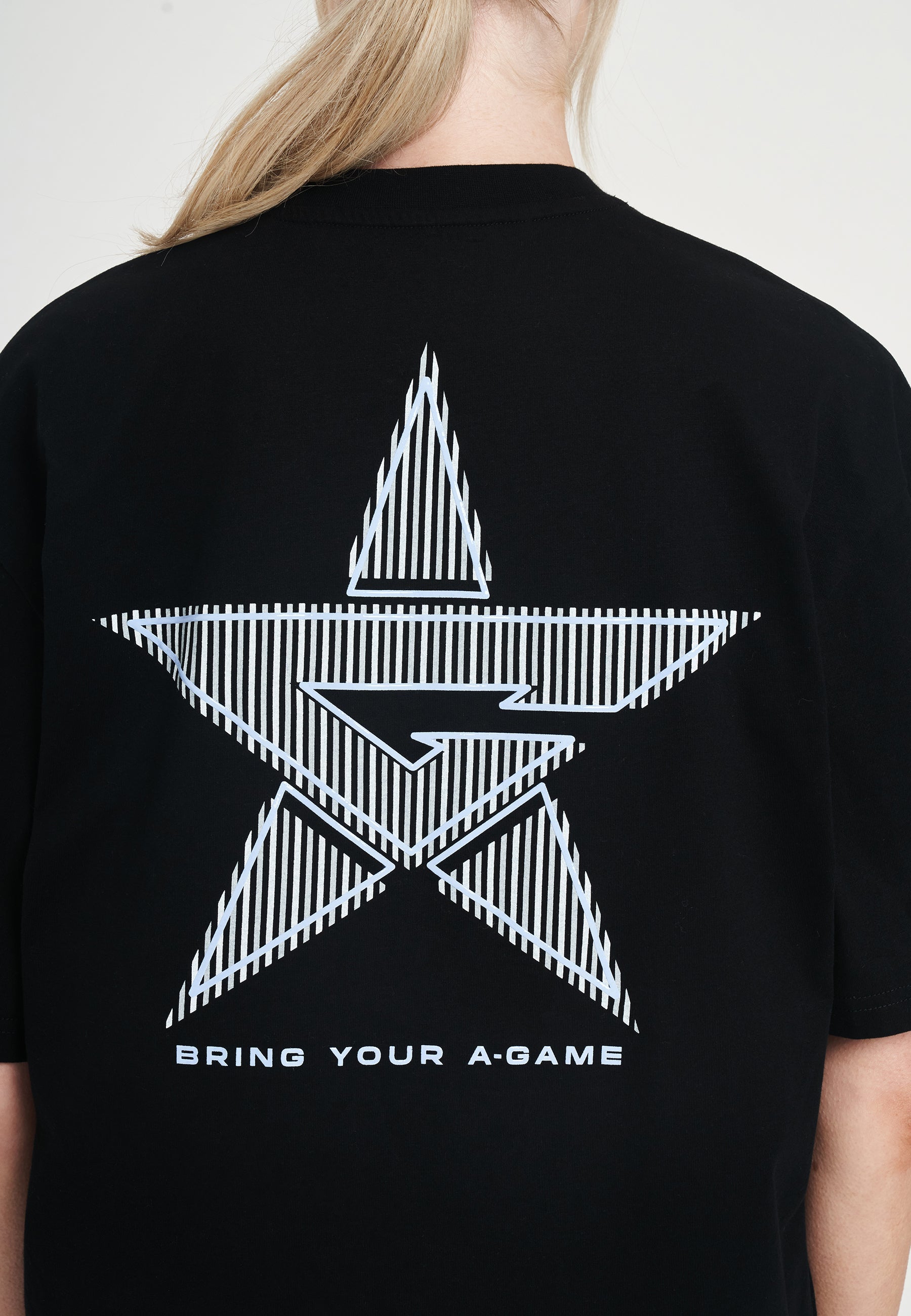 WOMENS A-GAME STAR GRAPHIC RELAXED T-SHIRT - BLACK
