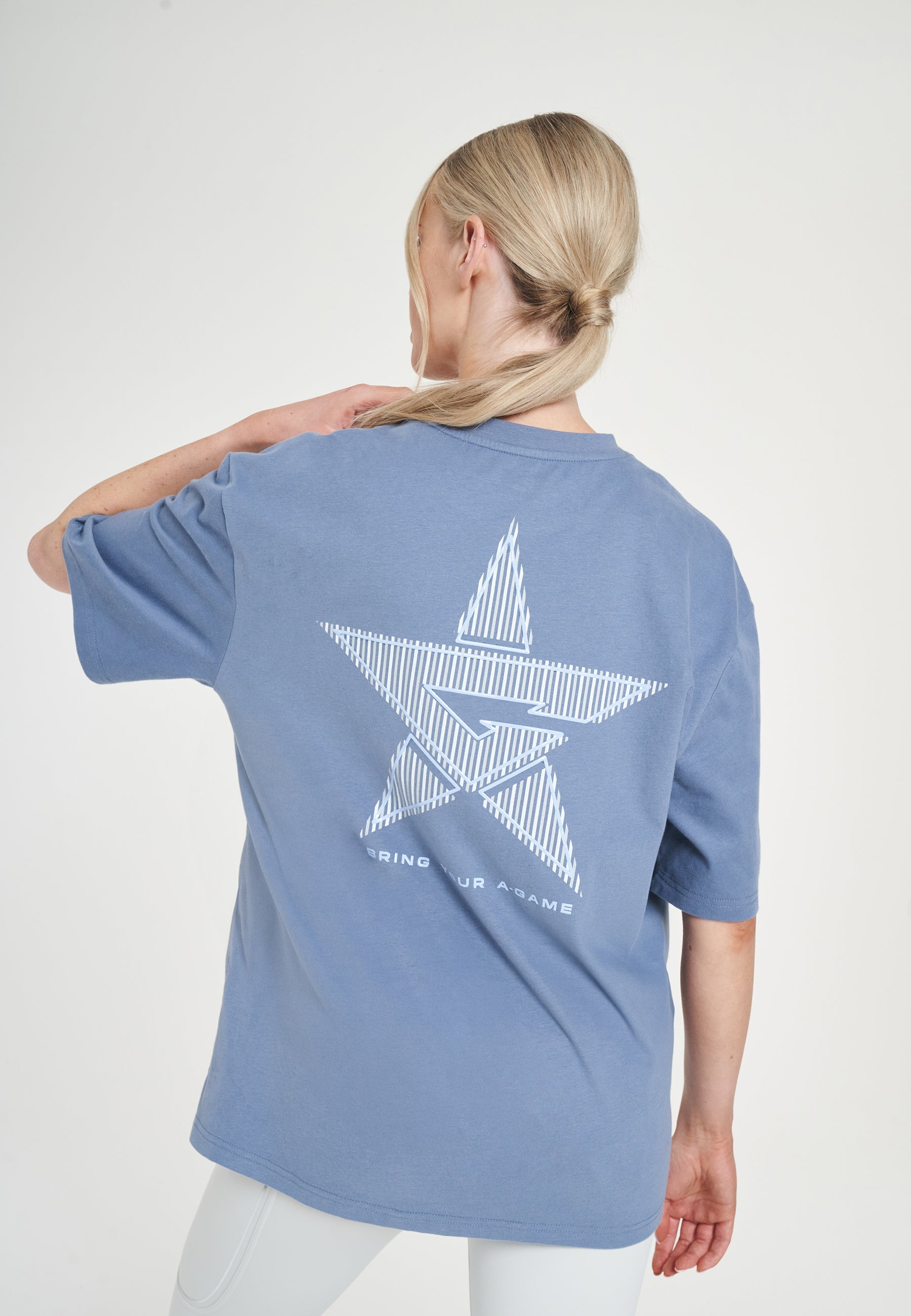 WOMENS A-GAME STAR GRAPHIC RELAXED T-SHIRT - ELEMENTAL BLUE