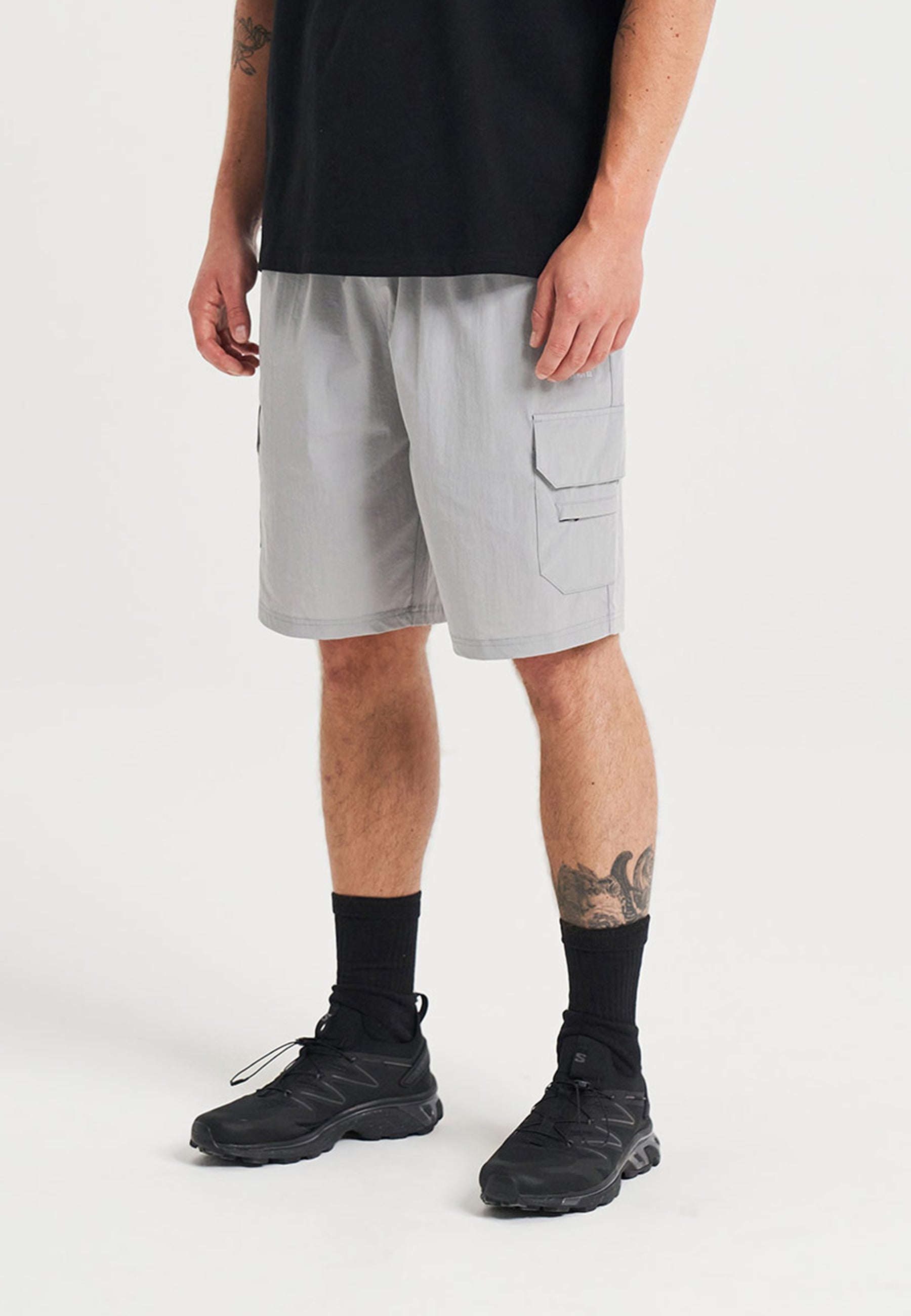 MENS A-GAME TECH CARGO SHORTS - STEEL GREY