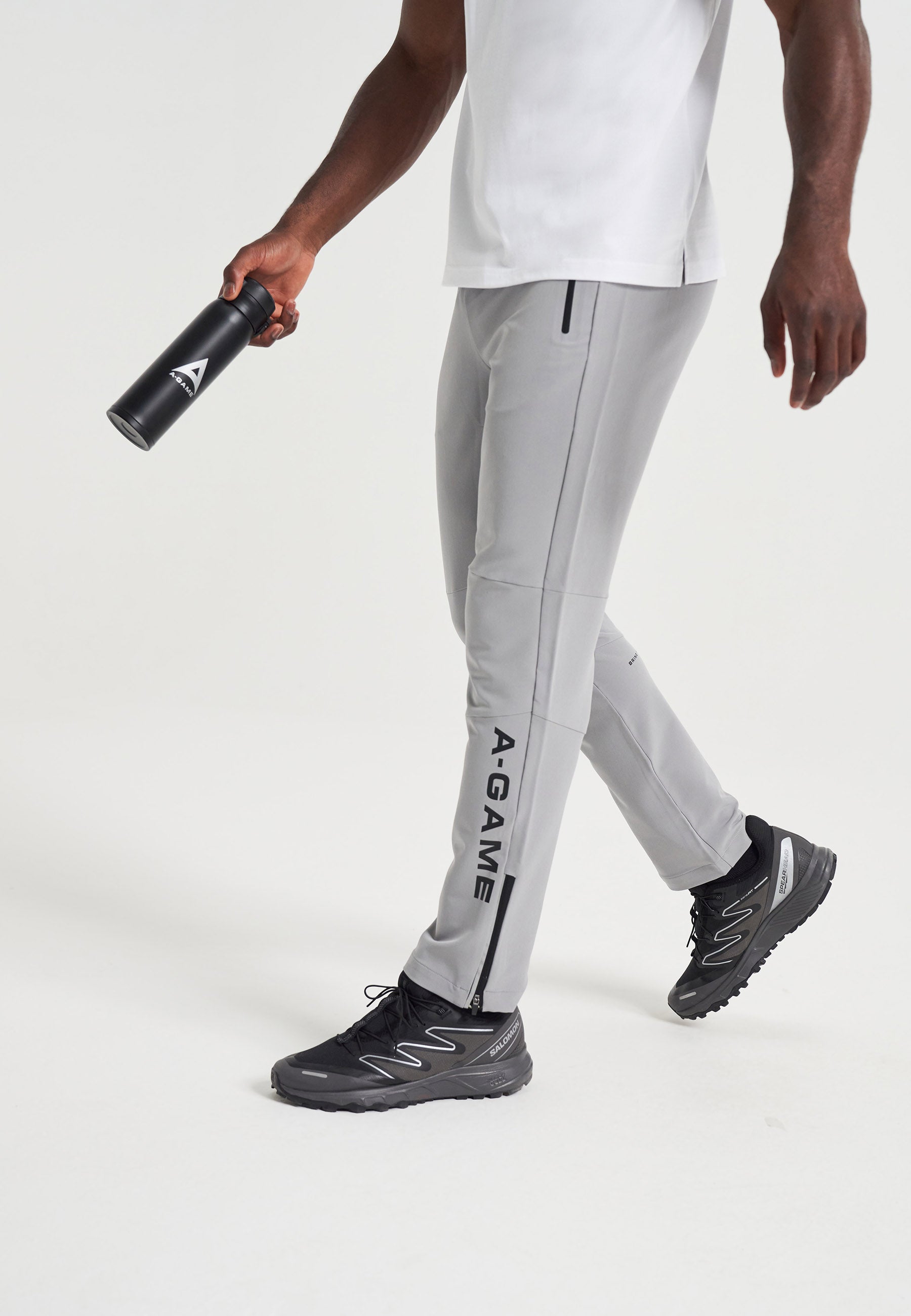 MENS A-GAME TRAINING ZIP PANTS - STEEL GREY