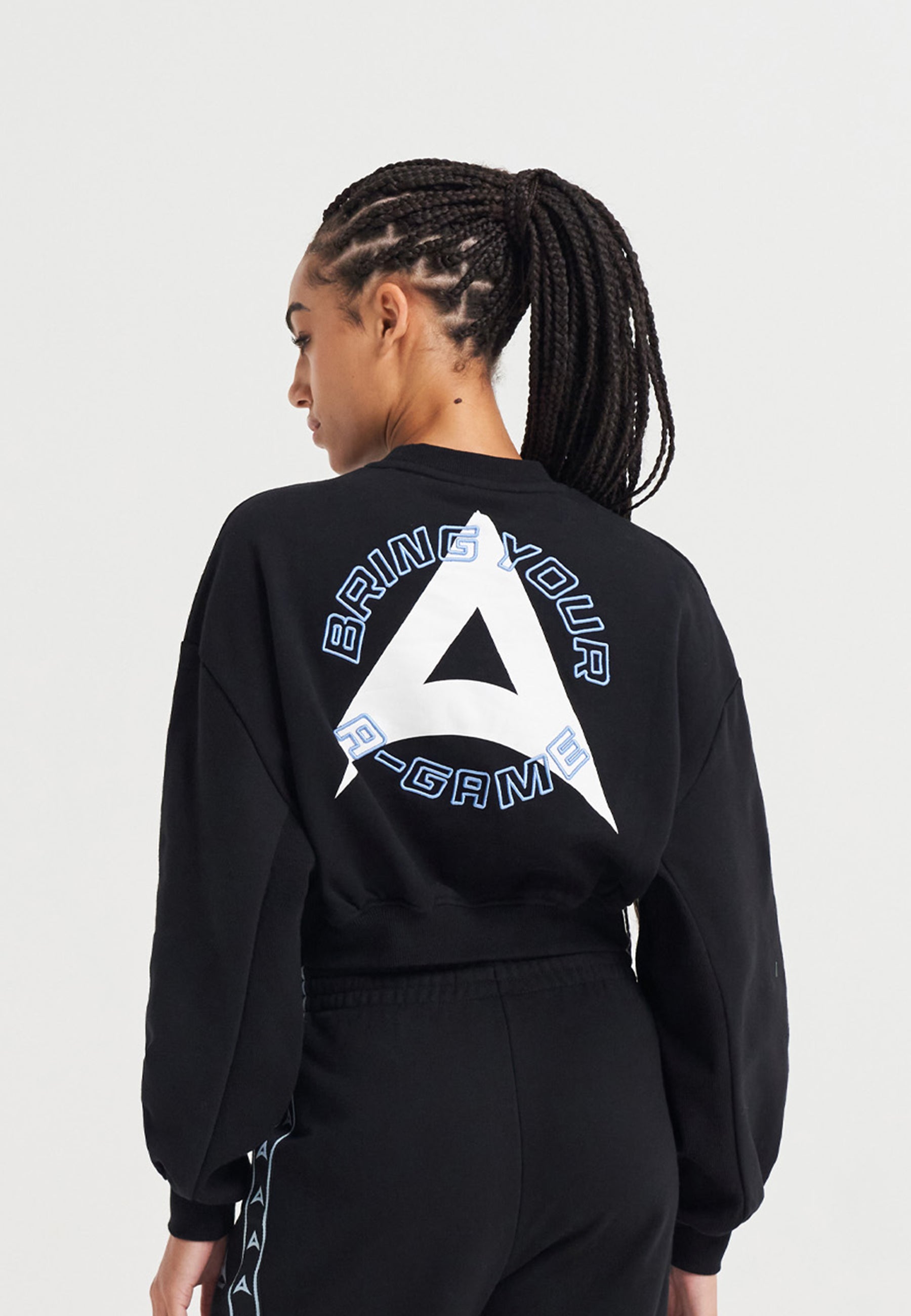 WOMENS BRING YOUR A-GAME CROPPED SWEATSHIRT - BLACK