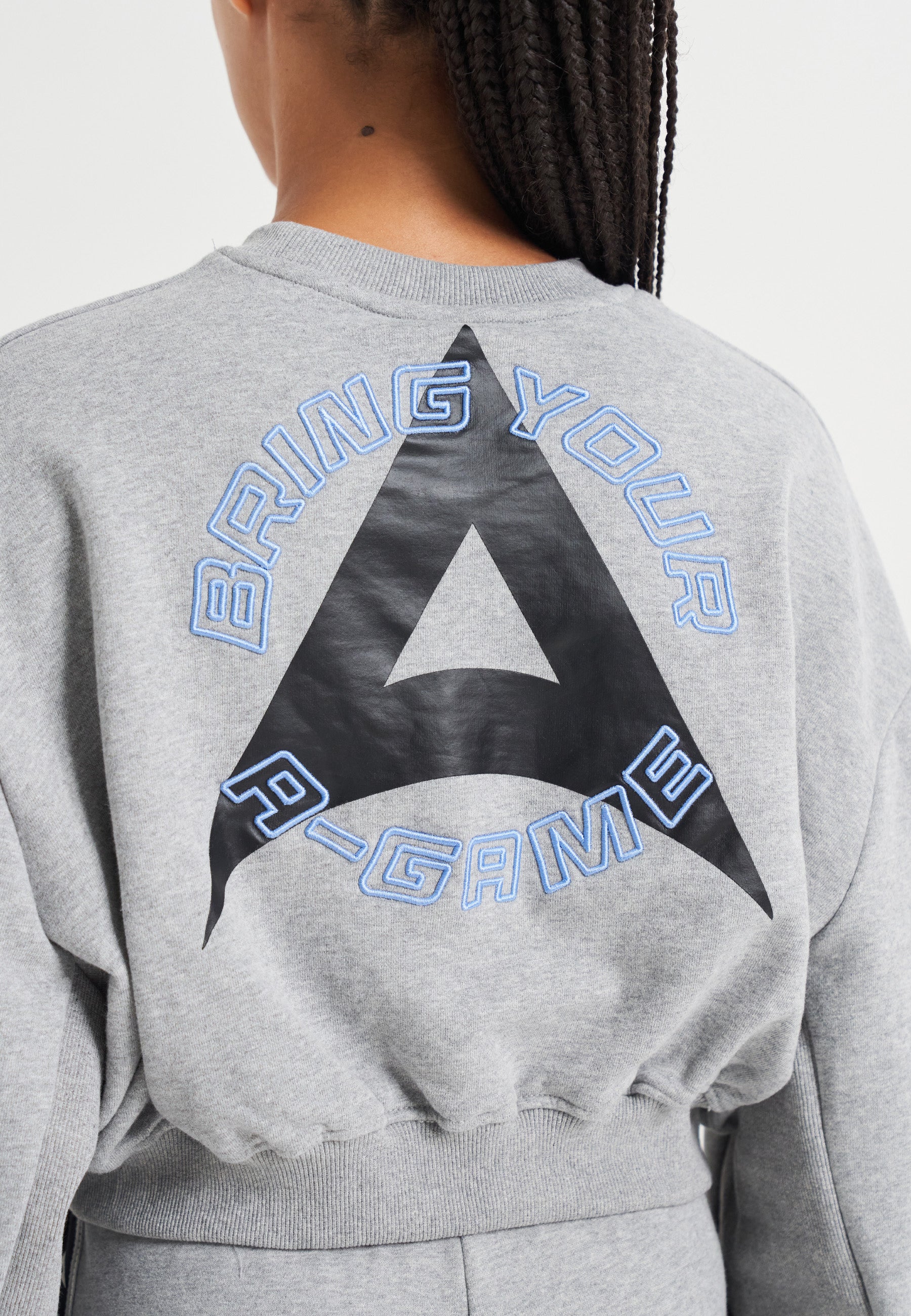 WOMENS BRING YOUR A-GAME CROPPED SWEATSHIRT - GREY MARL