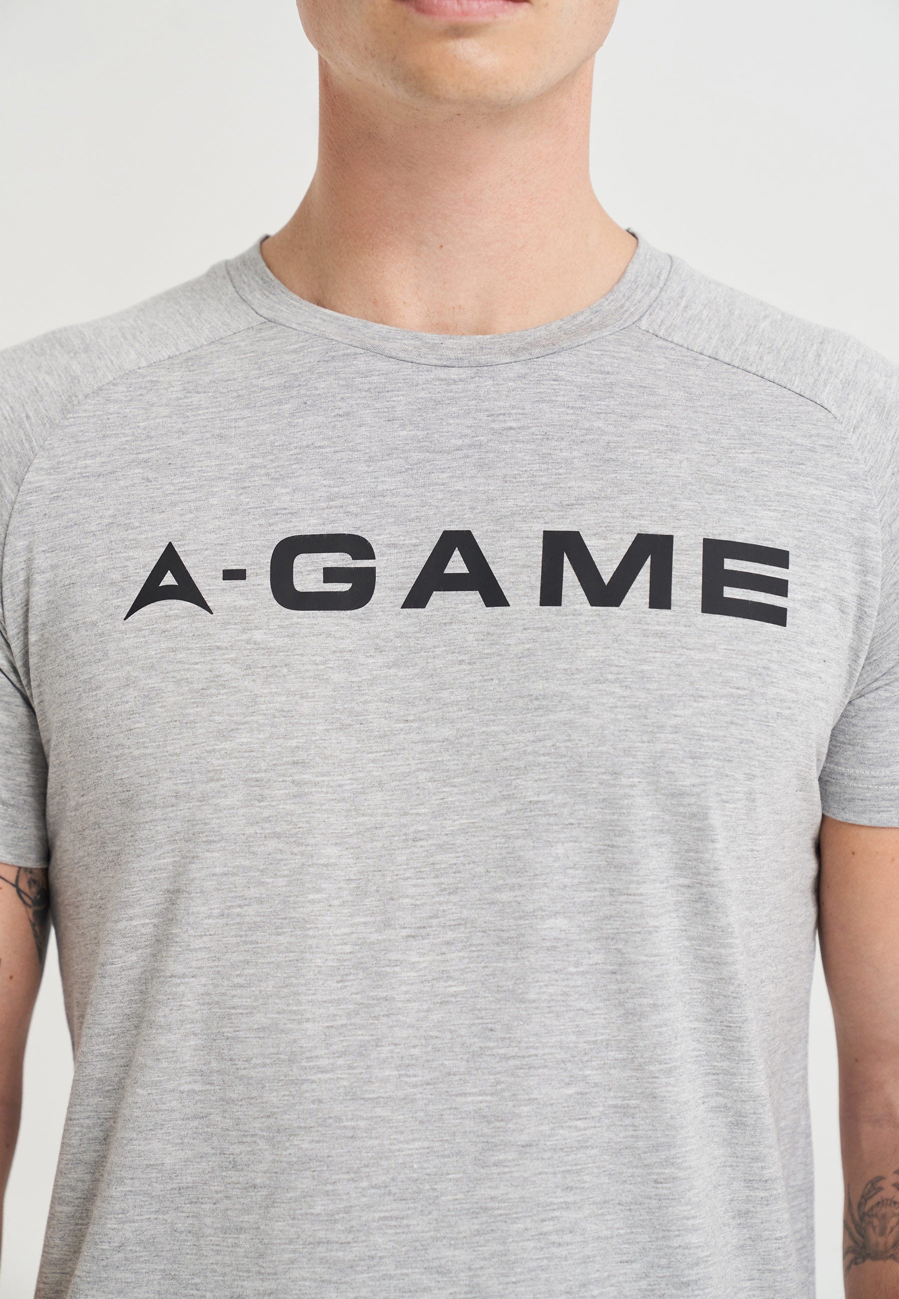 MENS BRING YOUR A-GAME GRAPHIC LOGO T-SHIRT - GREY MARL