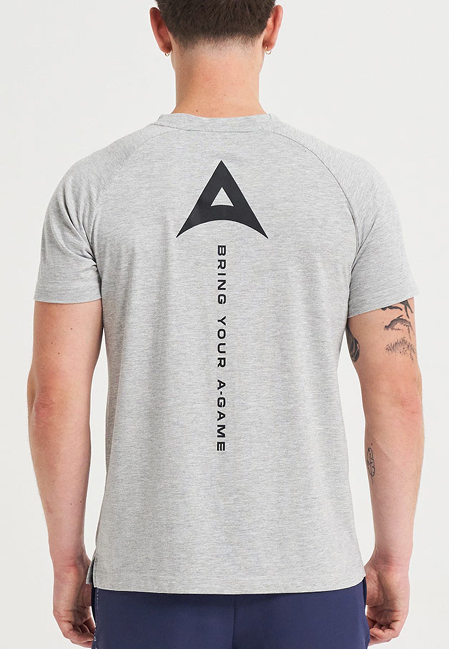 MENS BRING YOUR A-GAME GRAPHIC LOGO T-SHIRT - GREY MARL