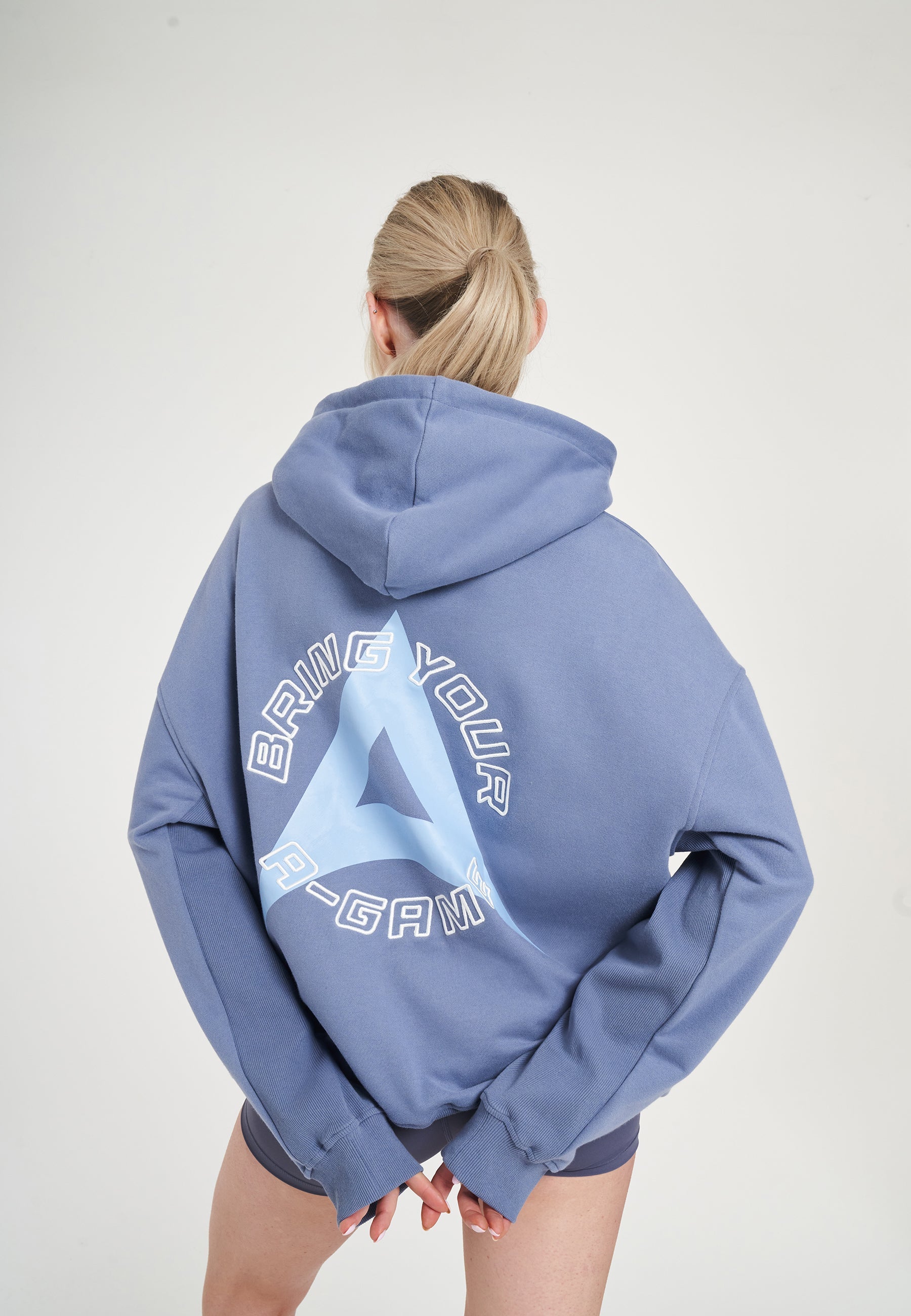 WOMENS BRING YOUR A-GAME GRAPHIC HOODIE - ELEMENTAL BLUE