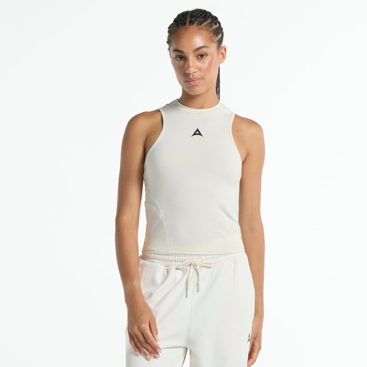 Women's Fitted High Neck Vest - Ecru