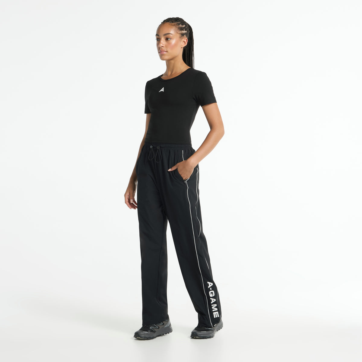 Women's Panel Cropped T-Shirt - Black