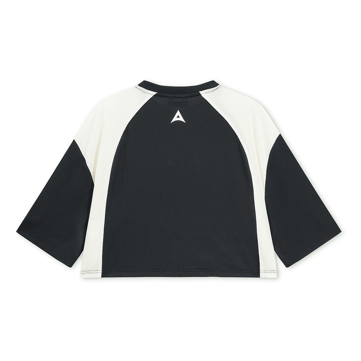 Women's Cropped Mesh Panel T-Shirt - Black