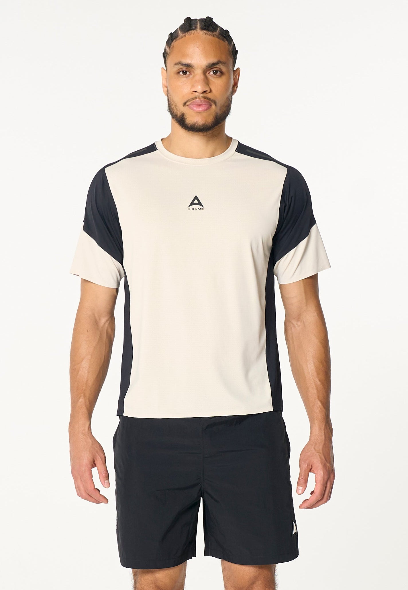 Men's Mesh T-Shirt - Beige / Black