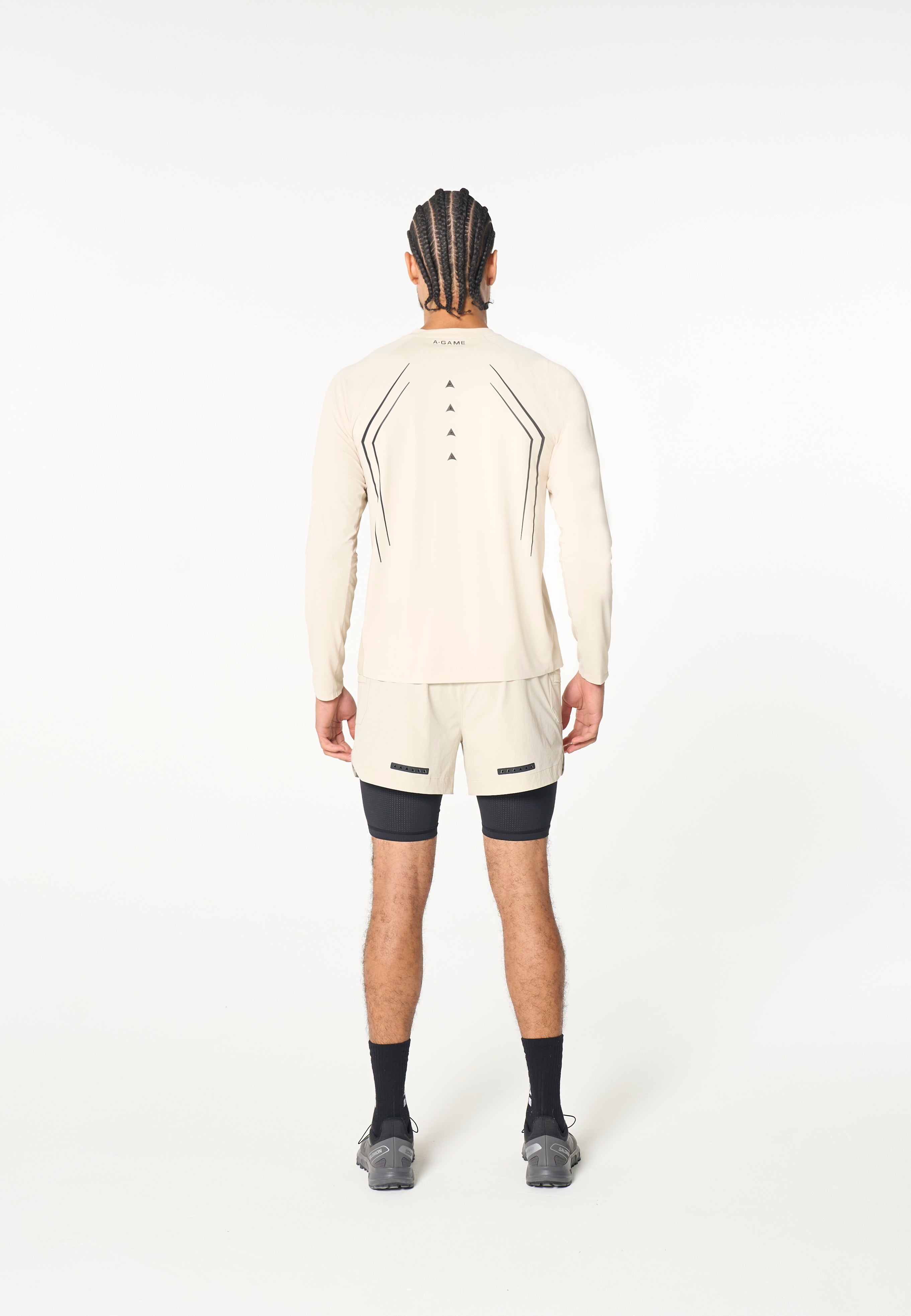 Men's Mesh Long Sleeve T-Shirt - Beige