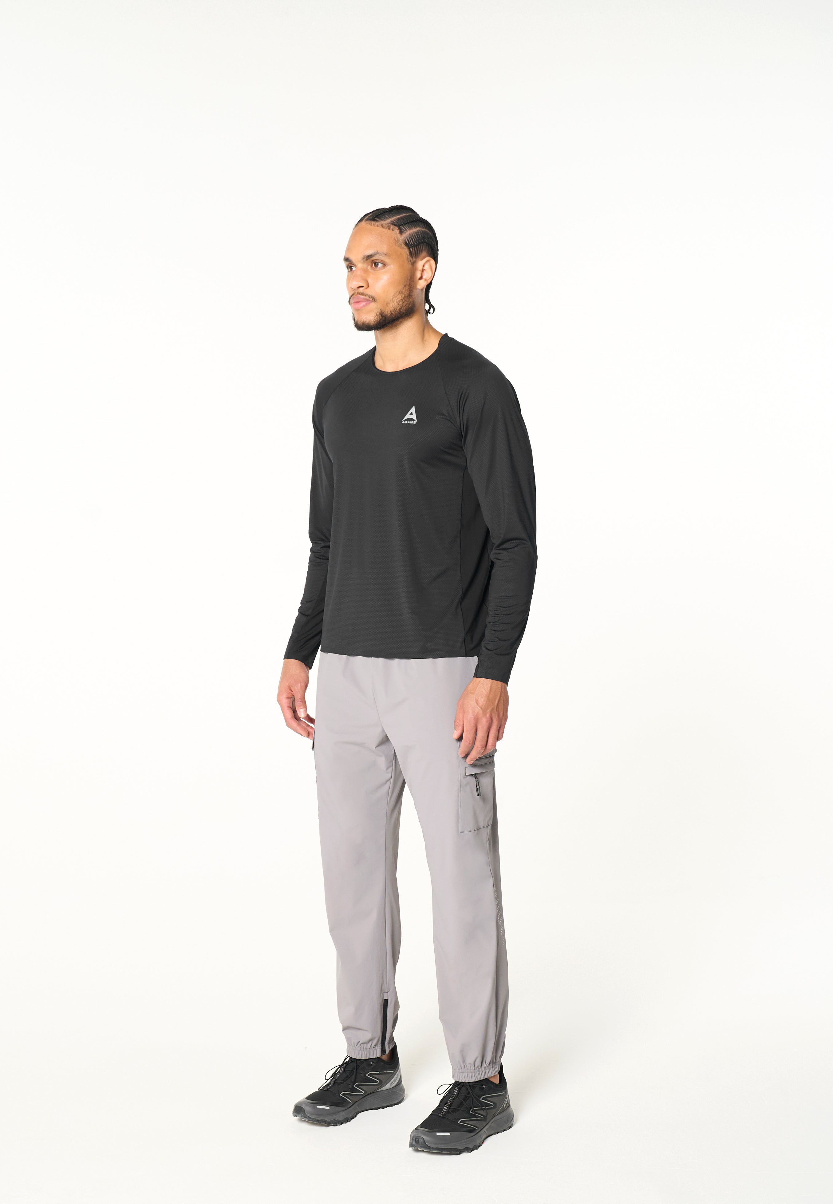 Men's Cargo Zip Pants - Grey / Black