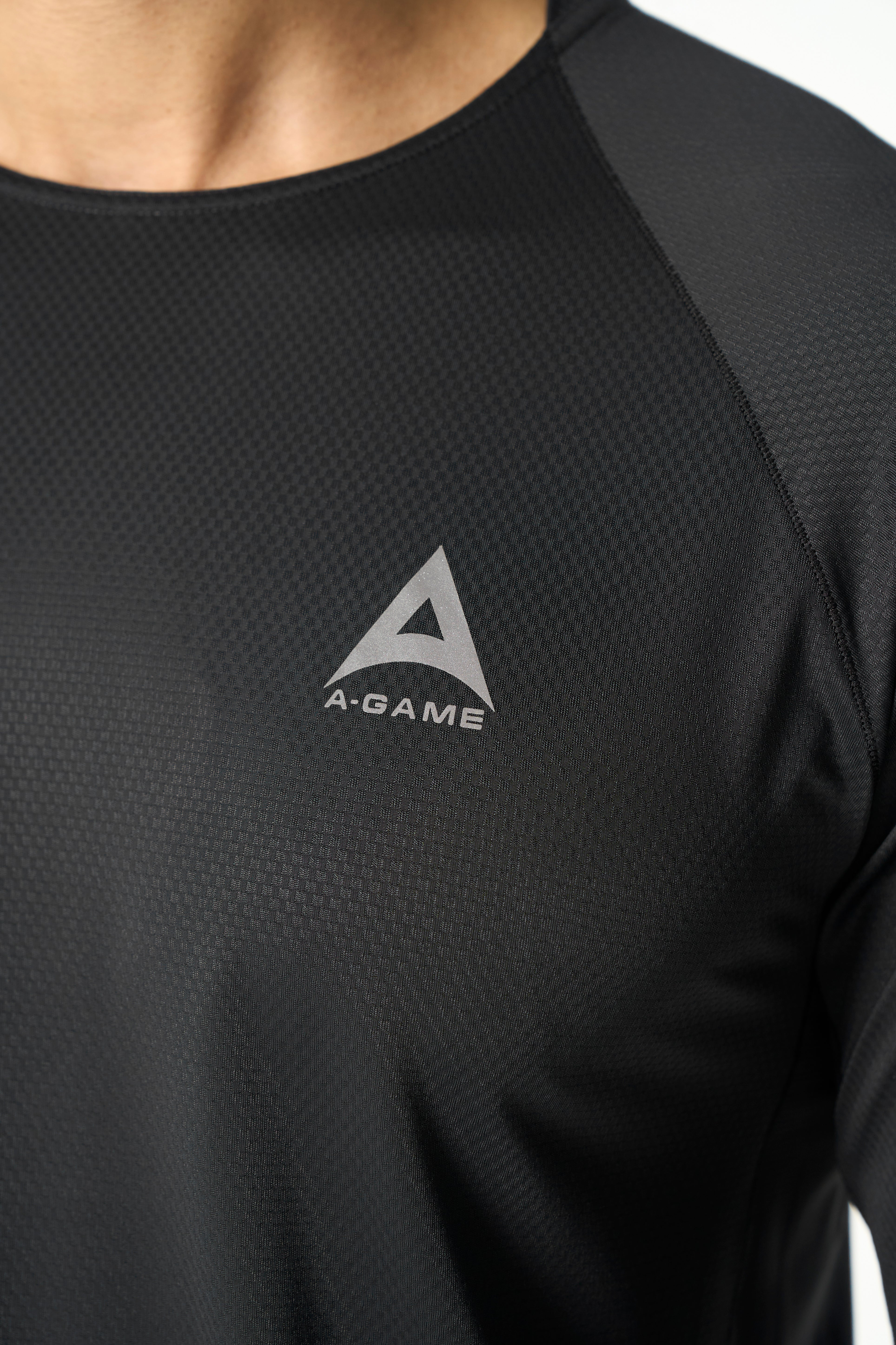 Men's Mesh Long Sleeve T-Shirt - Black