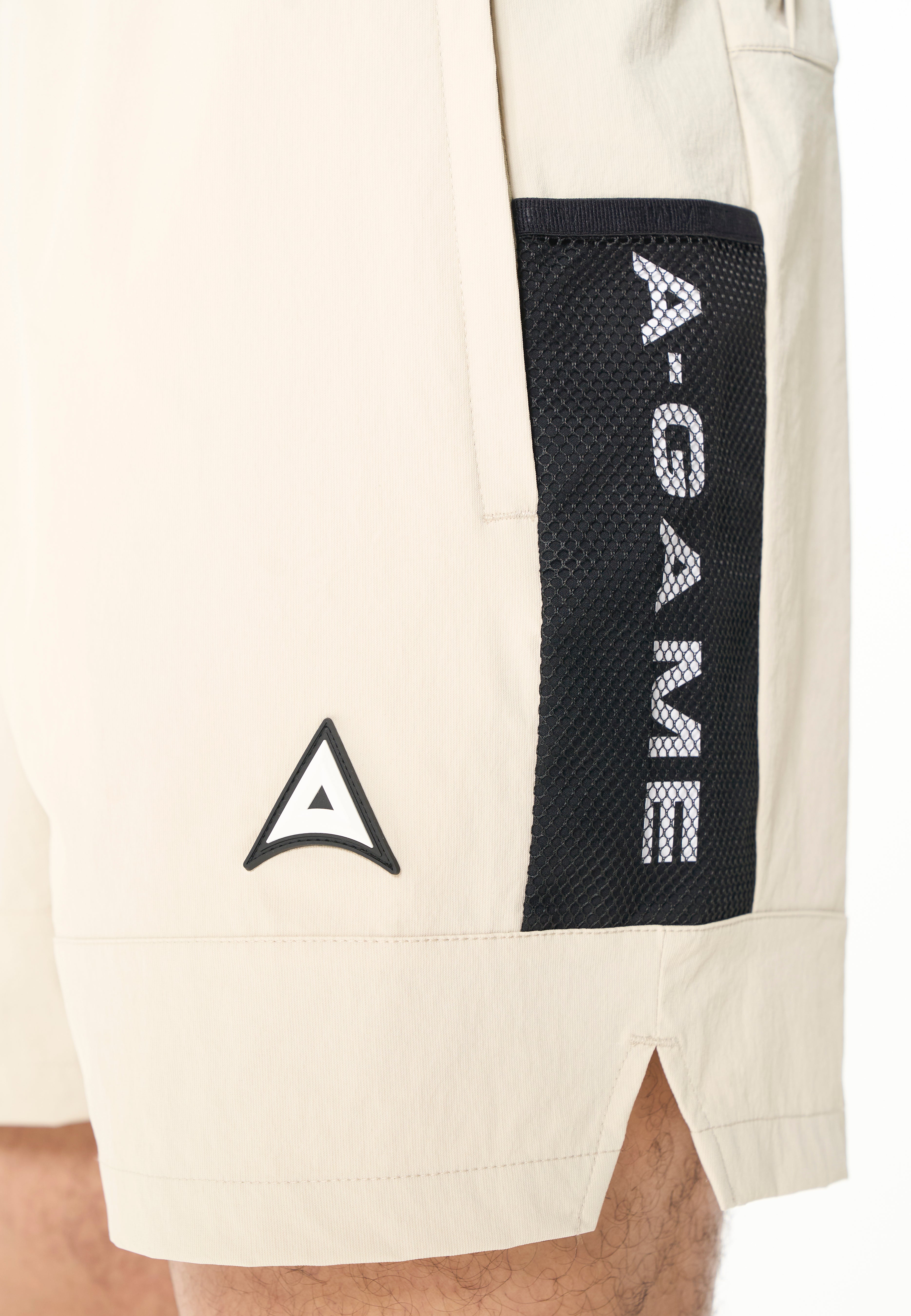 Men's Colour Block Training Shorts - Beige / Black