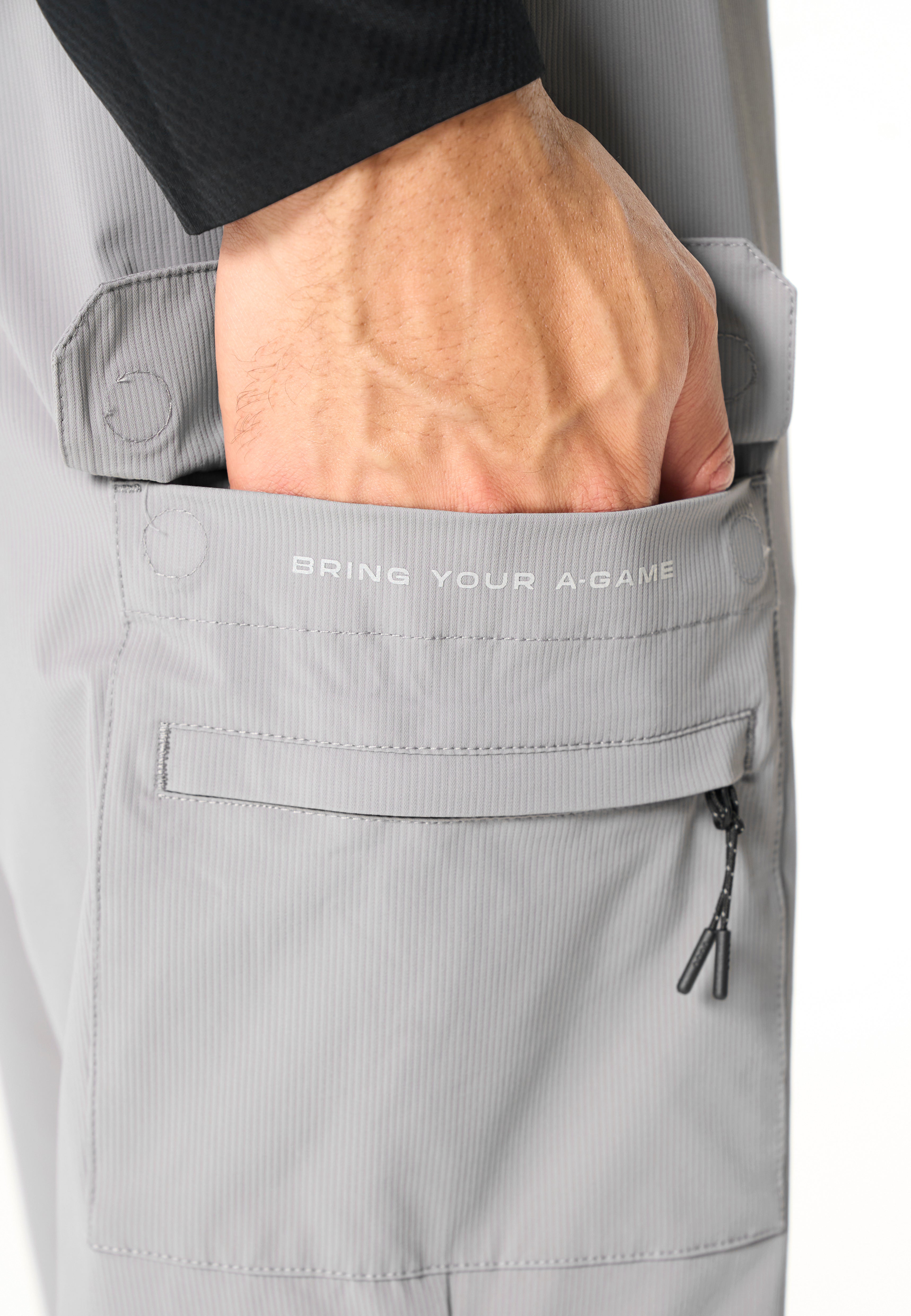 Men's Cargo Zip Pants - Grey / Black