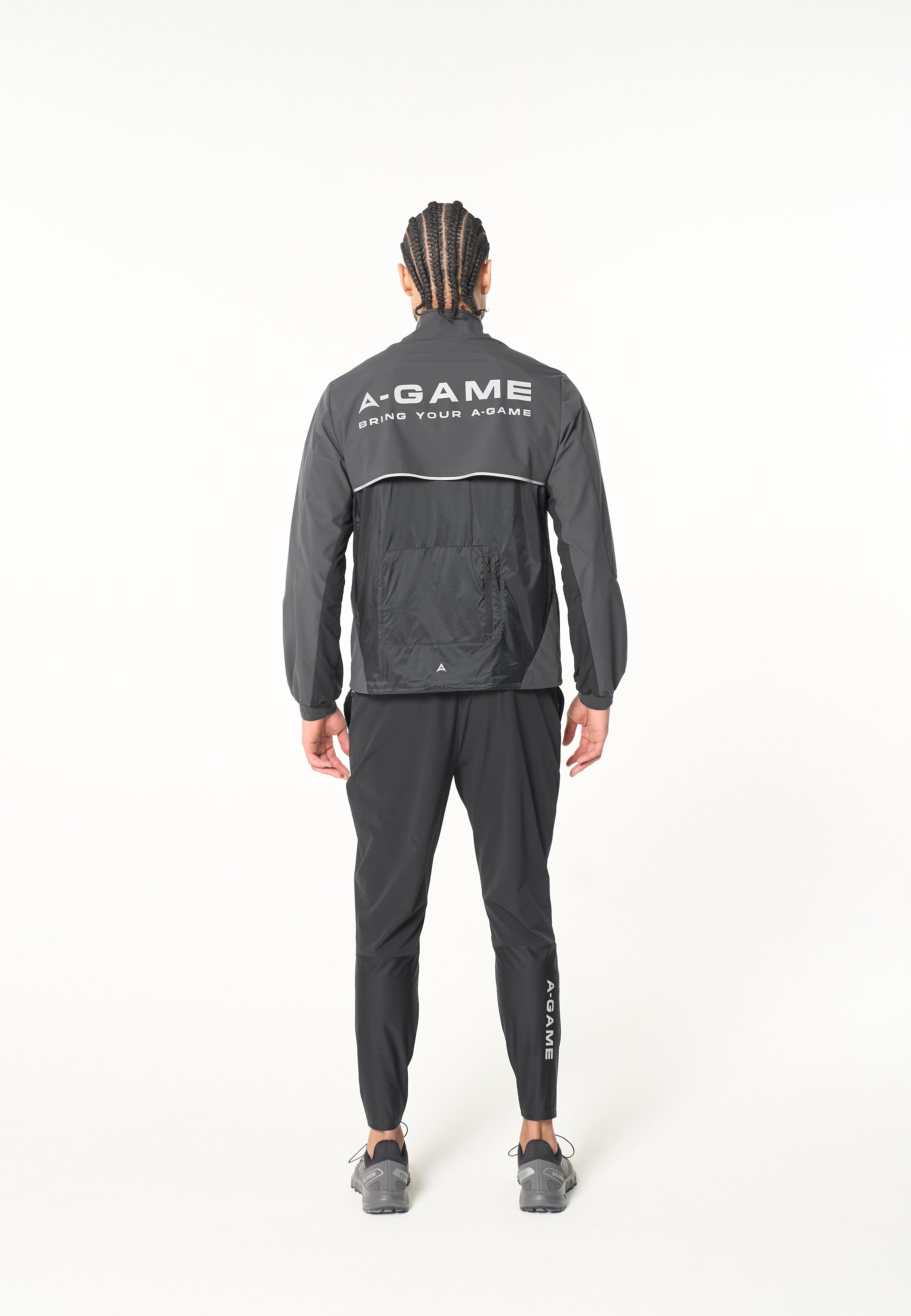 MENS LIGHTWEIGHT WINDBREAKER JACKET - DK CHARCOAL / BLACK