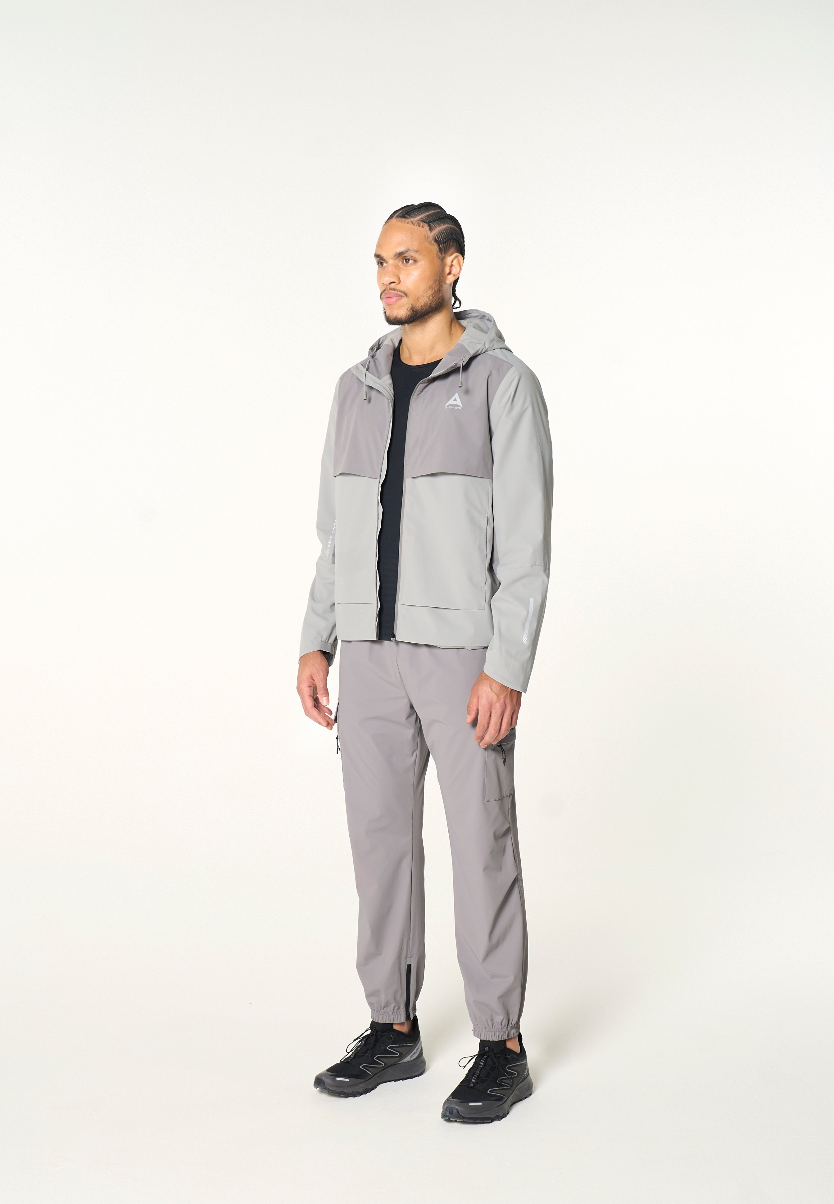 MENS PANELLED LIGHTWEIGHT JACKET - GREY / DK GREY