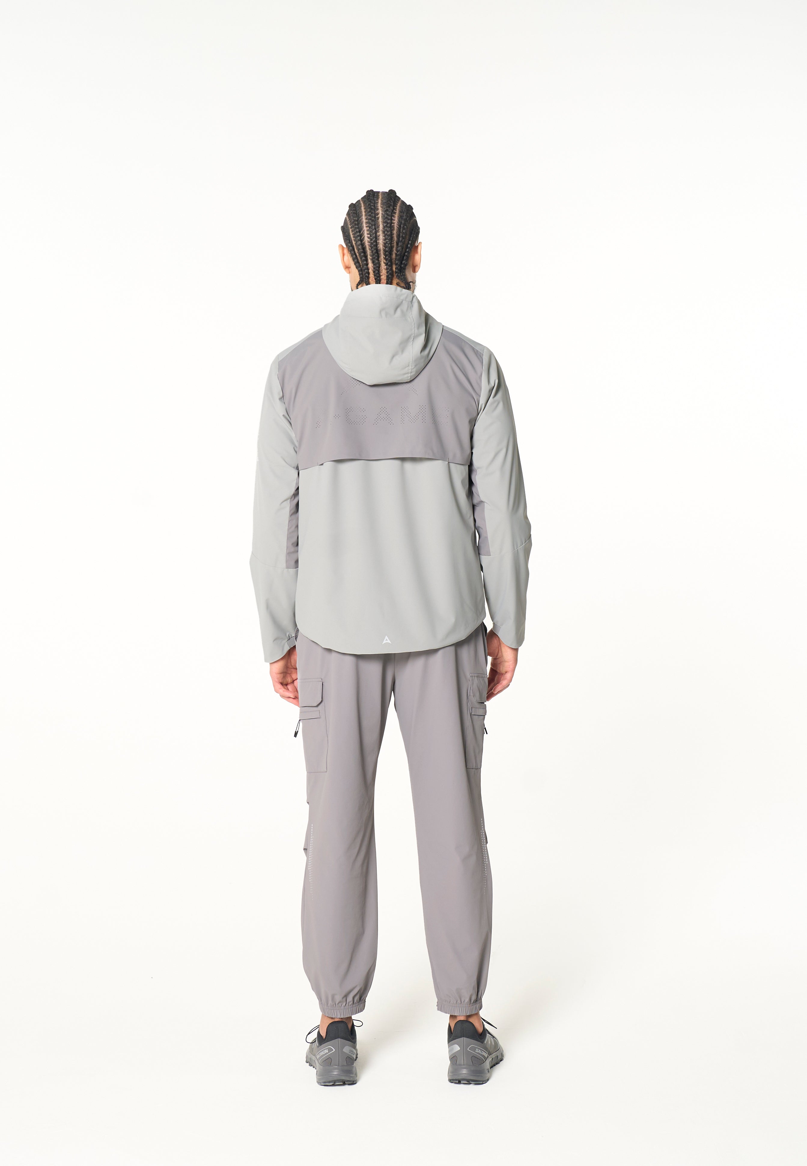 MENS PANELLED LIGHTWEIGHT JACKET - GREY / DK GREY