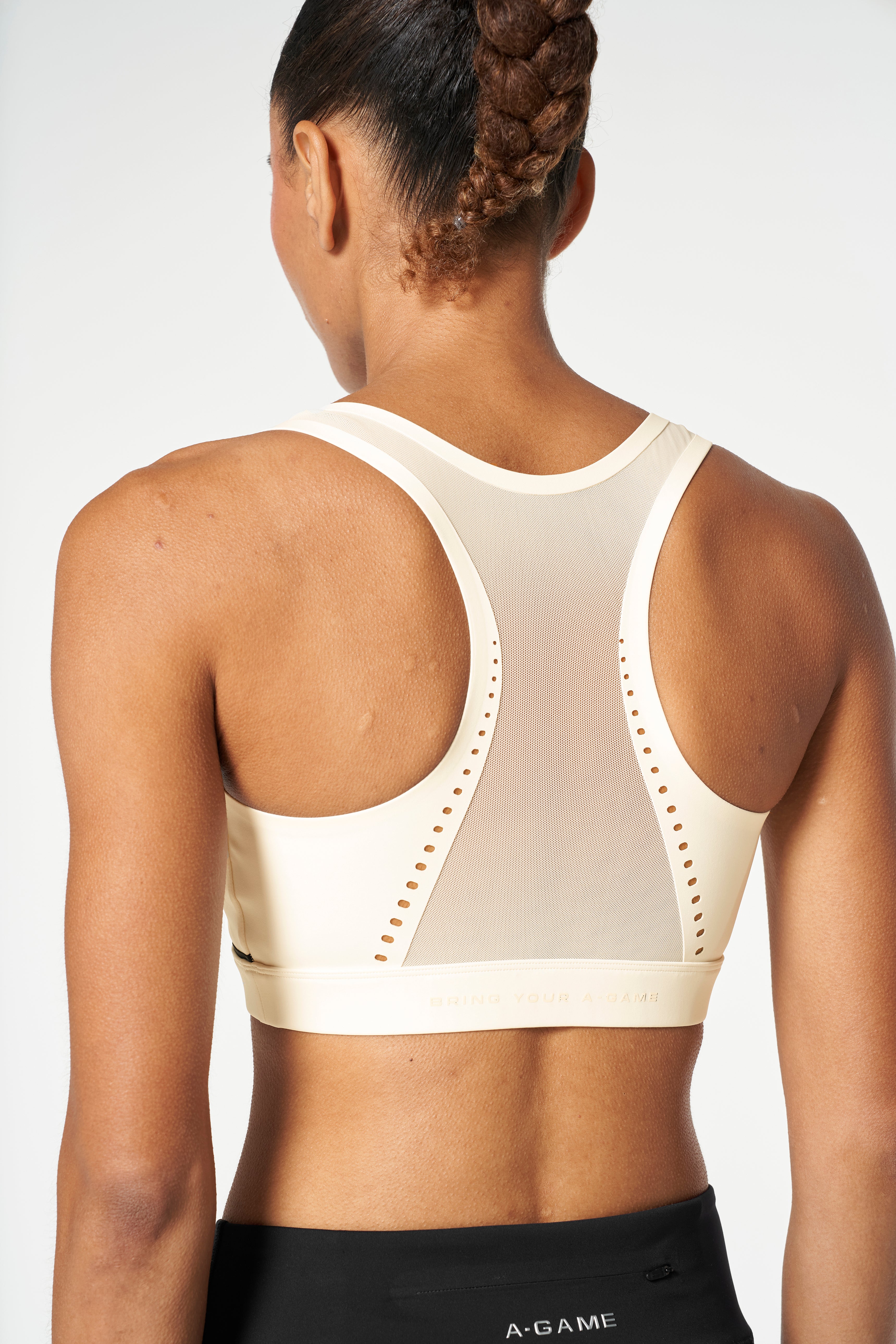 WOMENS LIGHT SUPPORT WORKOUT SPORTS BRAS - ECRU