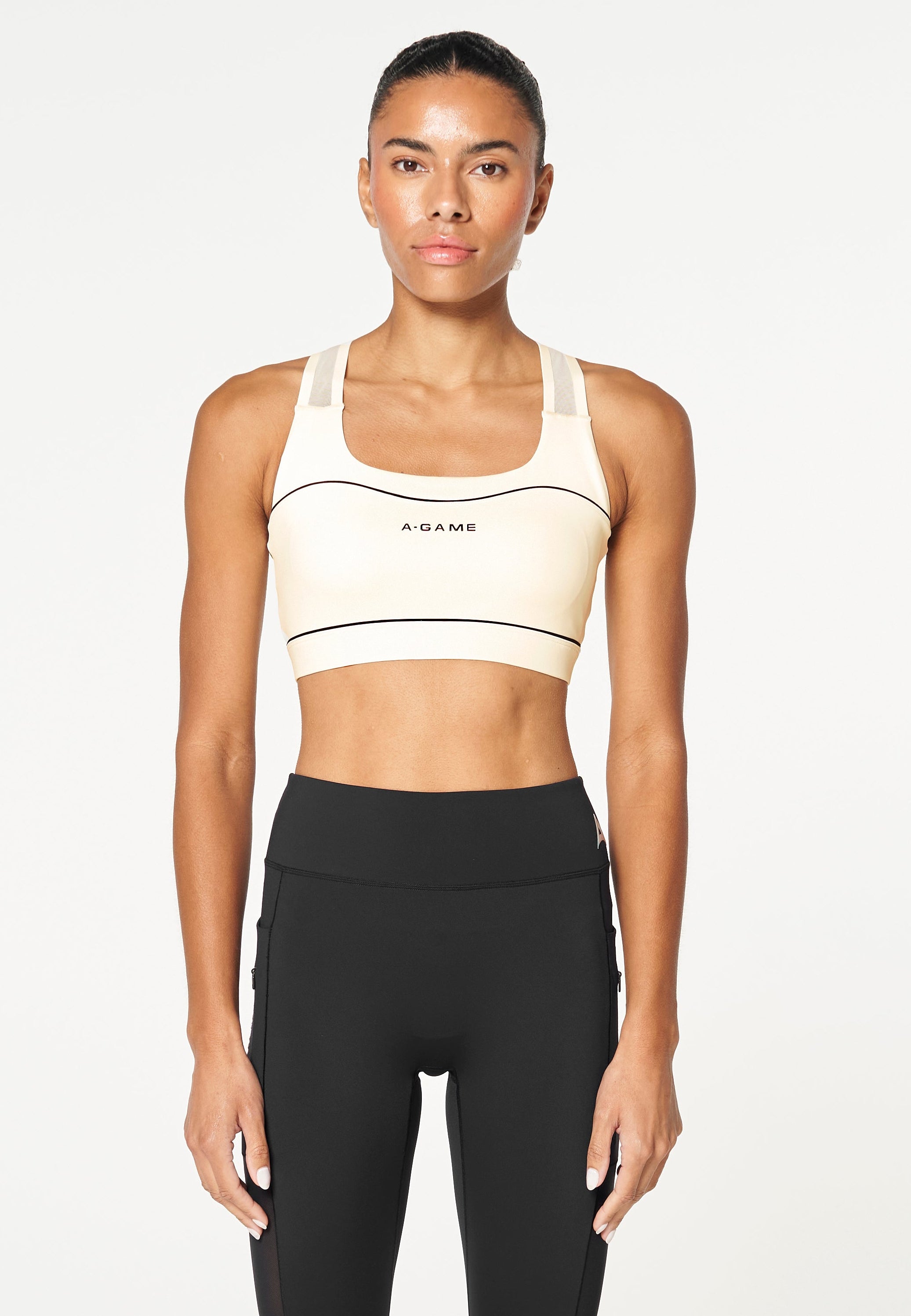 WOMENS LIGHT SUPPORT WORKOUT SPORTS BRAS - ECRU