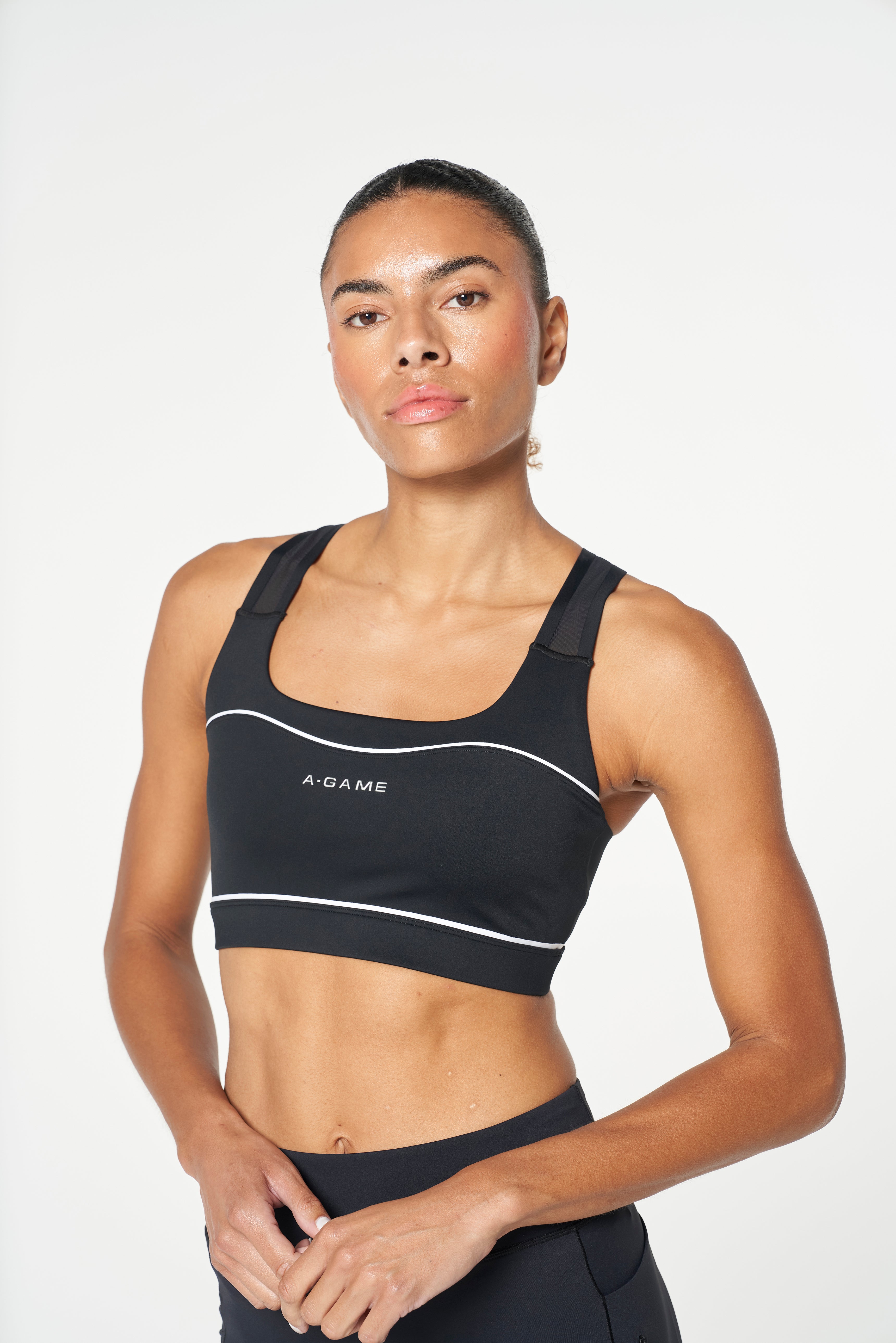 WOMENS LIGHT SUPPORT WORKOUT SPORTS BRAS - BLACK