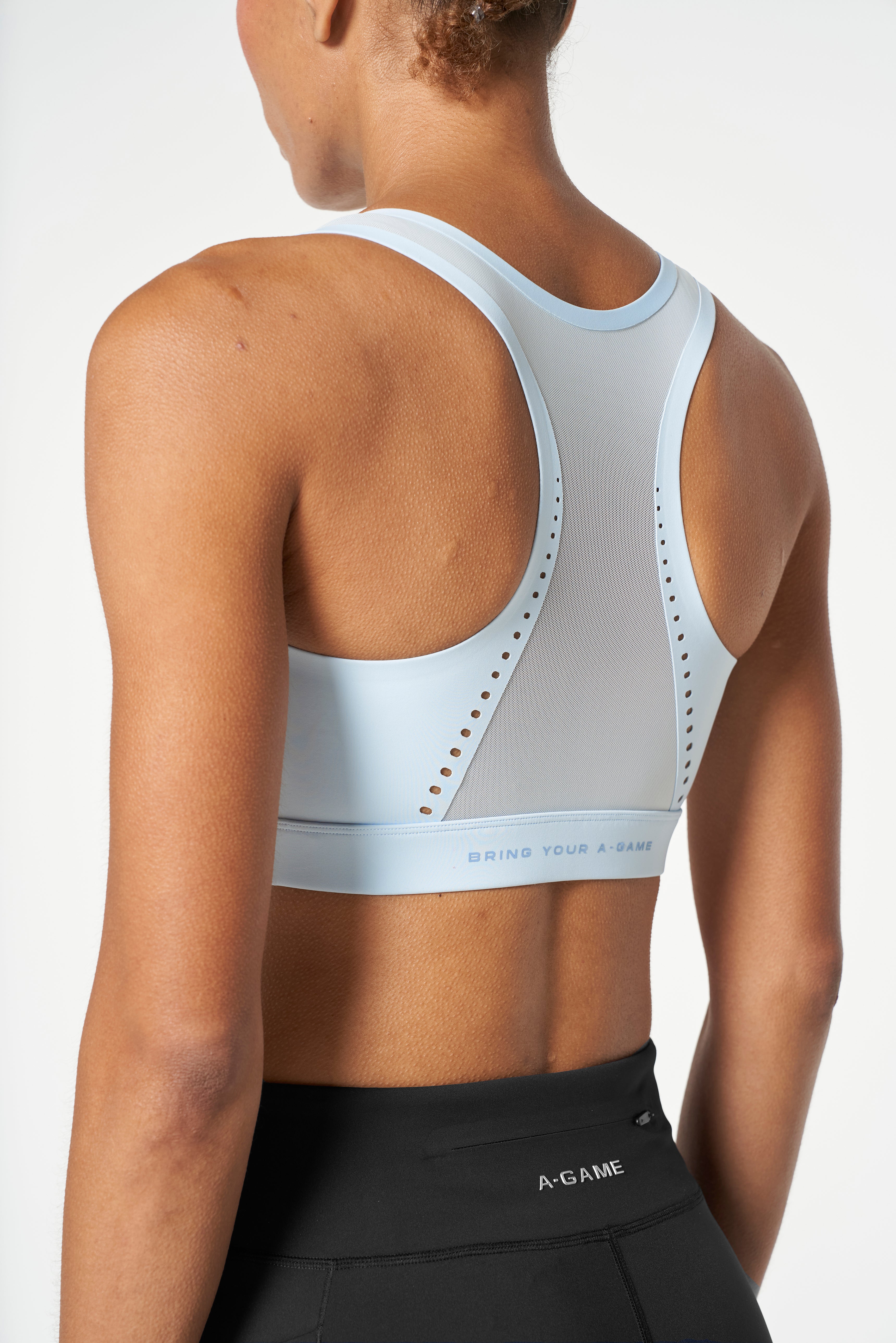 WOMENS LIGHT SUPPORT WORKOUT SPORTS BRAS - PALE BLUE