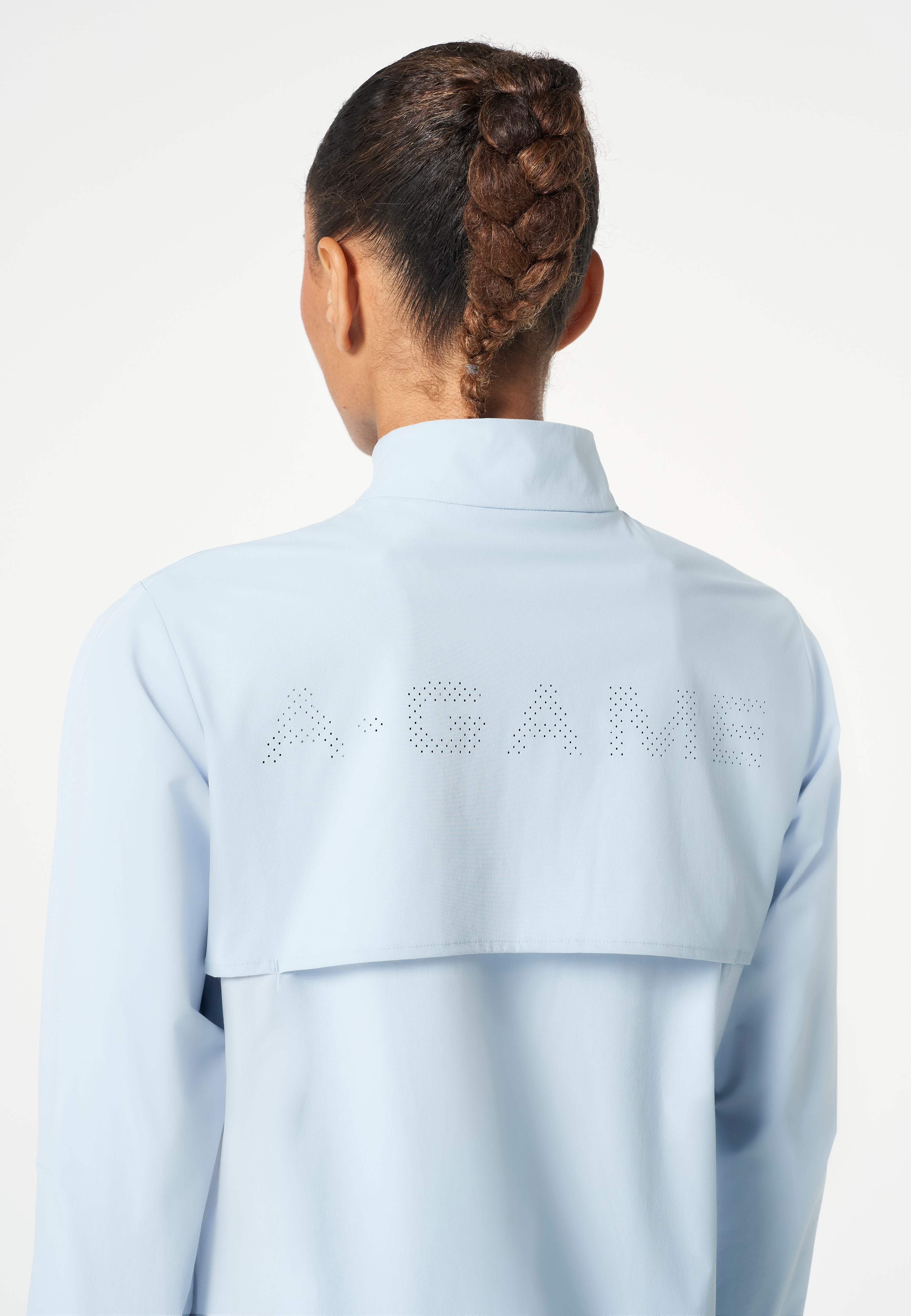 WOMENS HALF ZIP PULL OVER JACKET - PALE BLUE