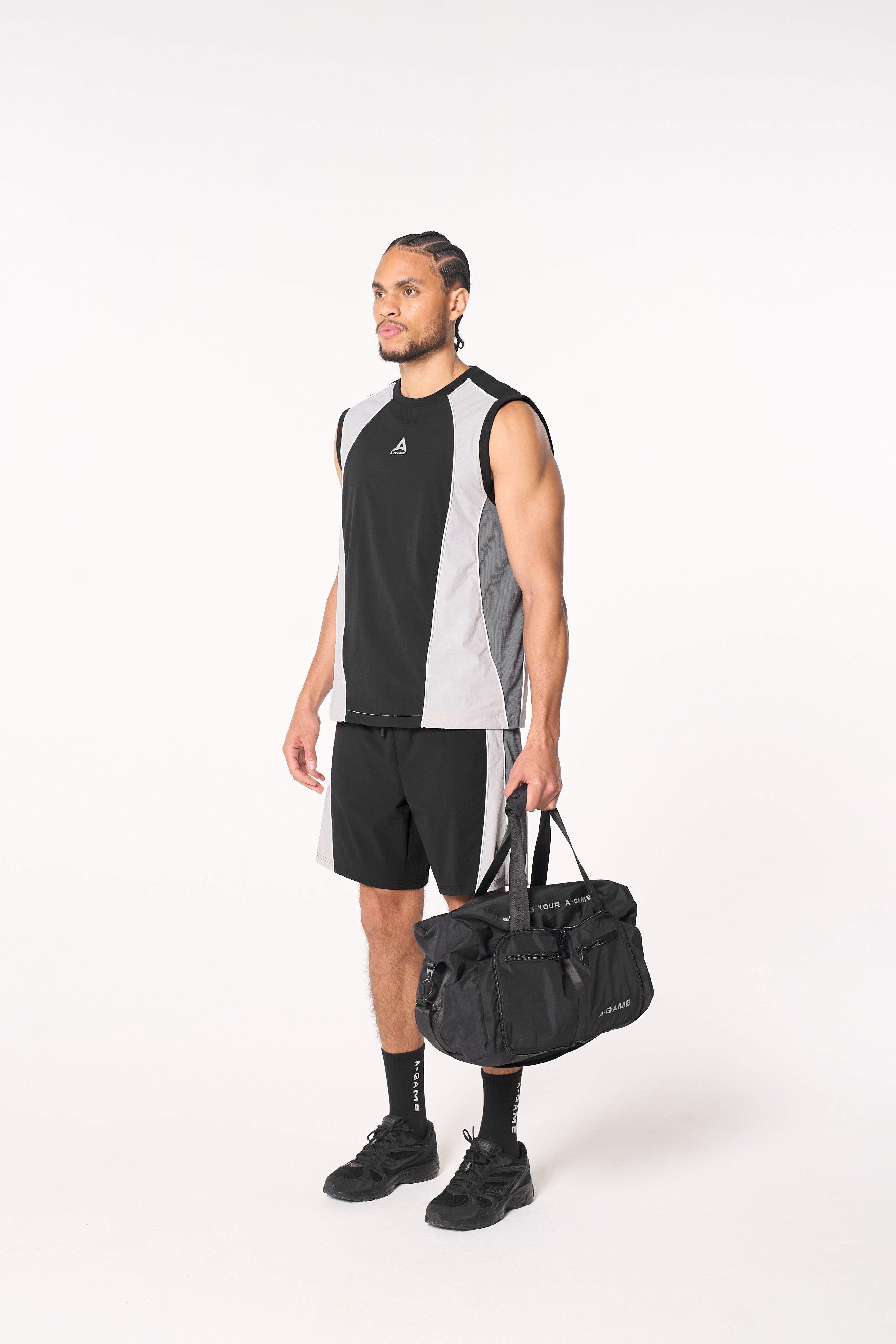 Men's Textured Shorts - Black / Light Grey