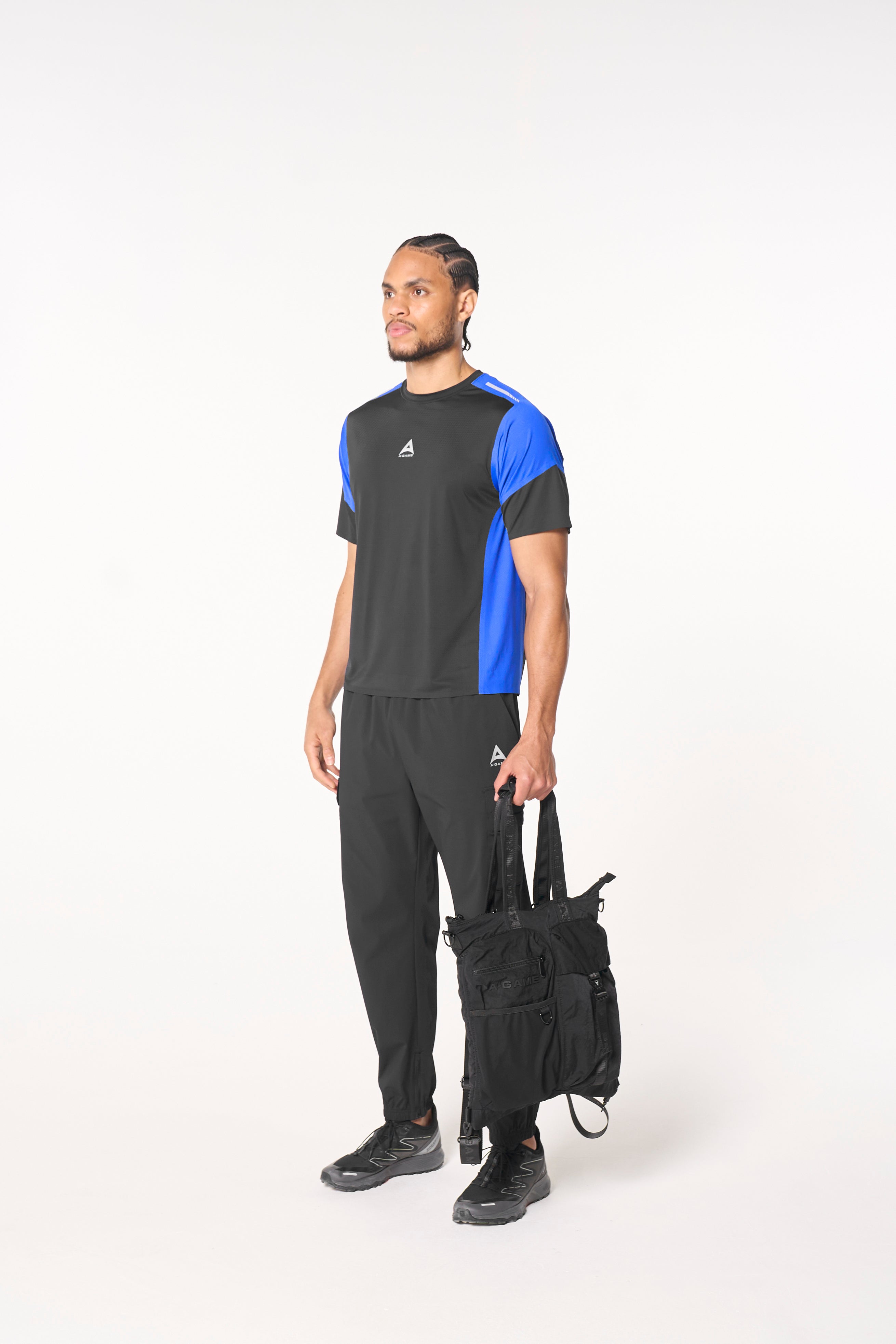 Men's Mesh T-Shirt - Black / Cobalt Blue