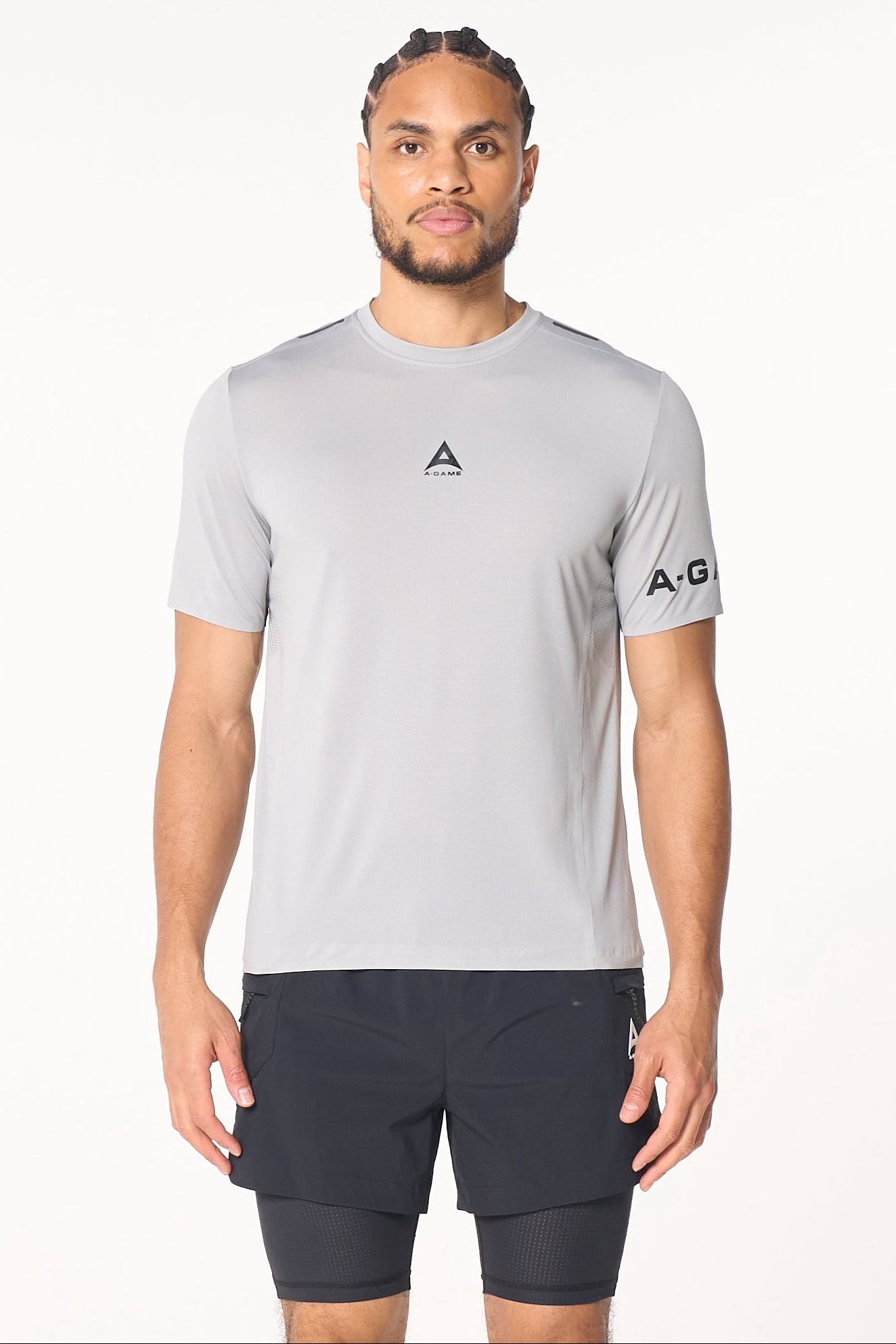 MENS A-GAME PERFORMANCE TRAINING T-SHIRT - STEEL GREY