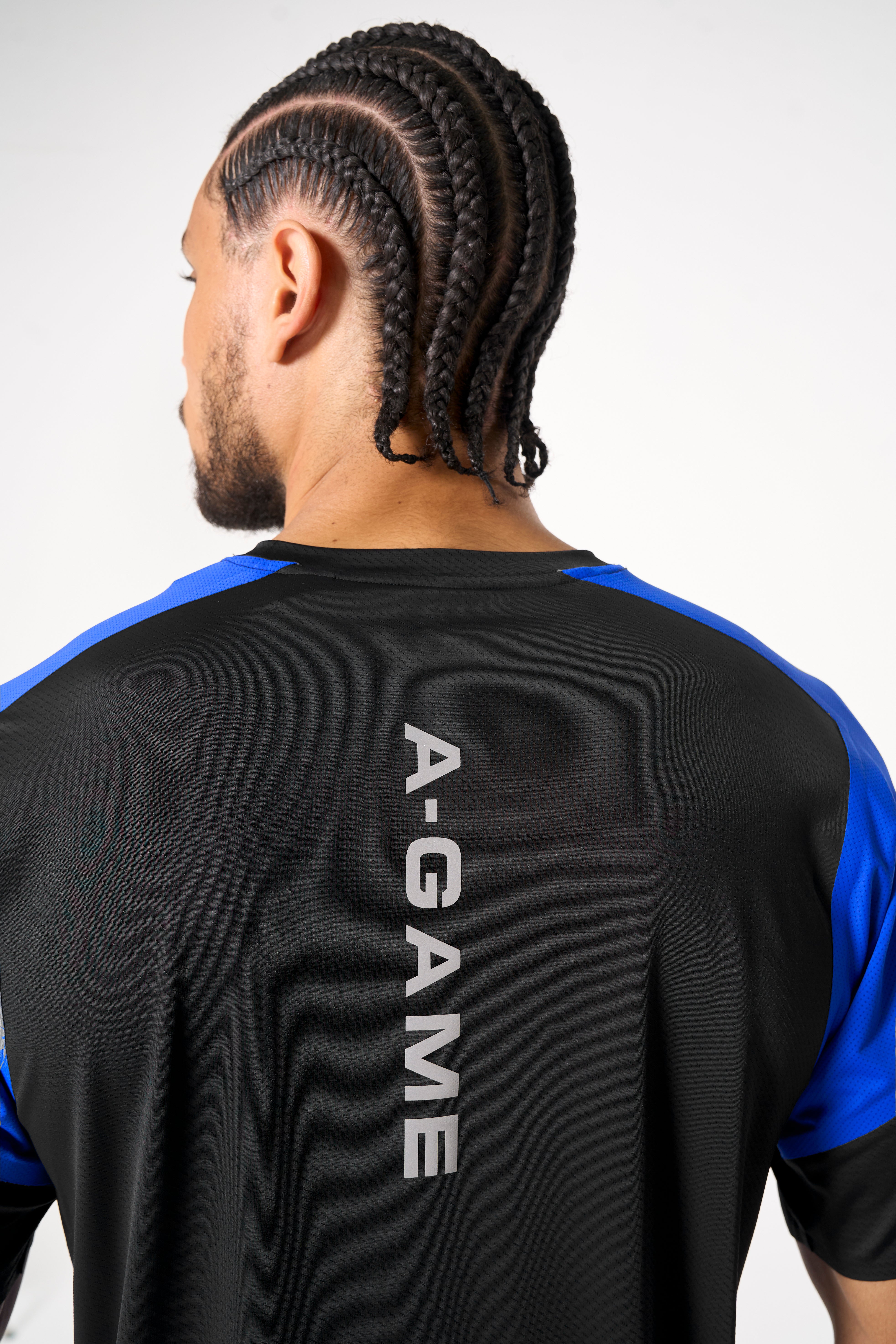 Men's Mesh T-Shirt - Black / Cobalt Blue