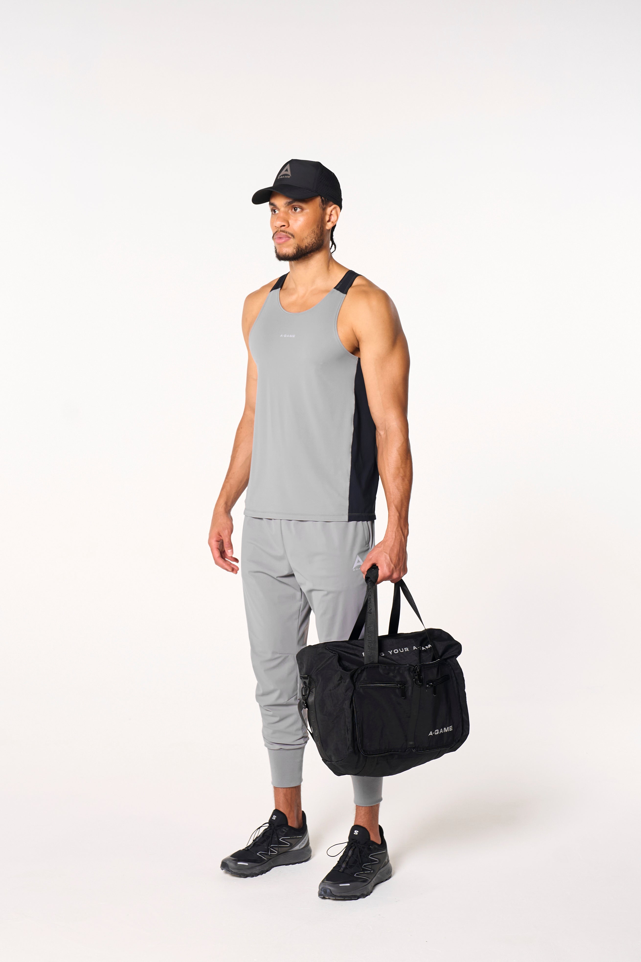 Men's Cuffed Training Pants - Grey / Black