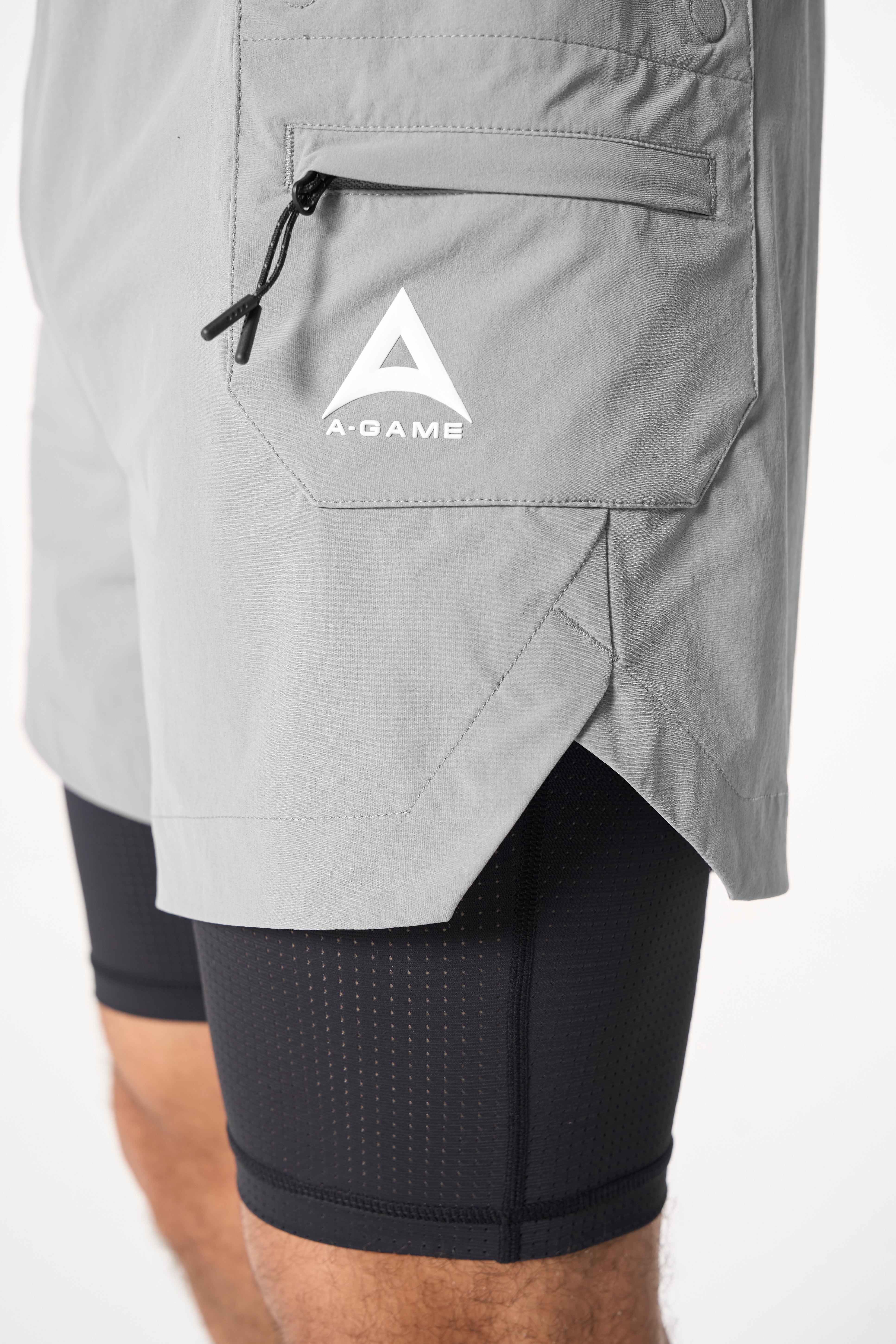 Men's 2-in-1 Cargo Shorts - Grey / Black