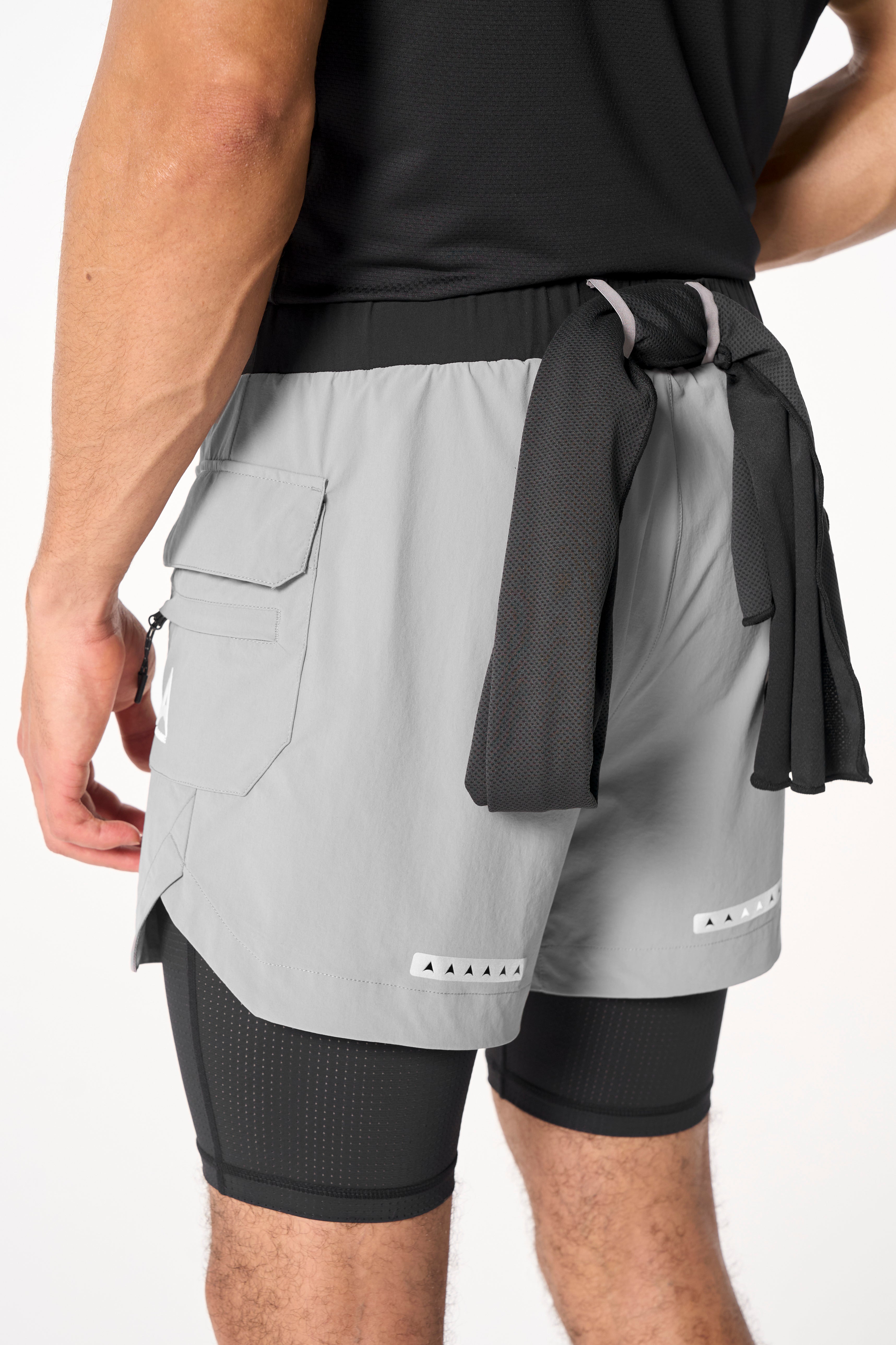 Men's 2-in-1 Cargo Shorts - Grey / Black