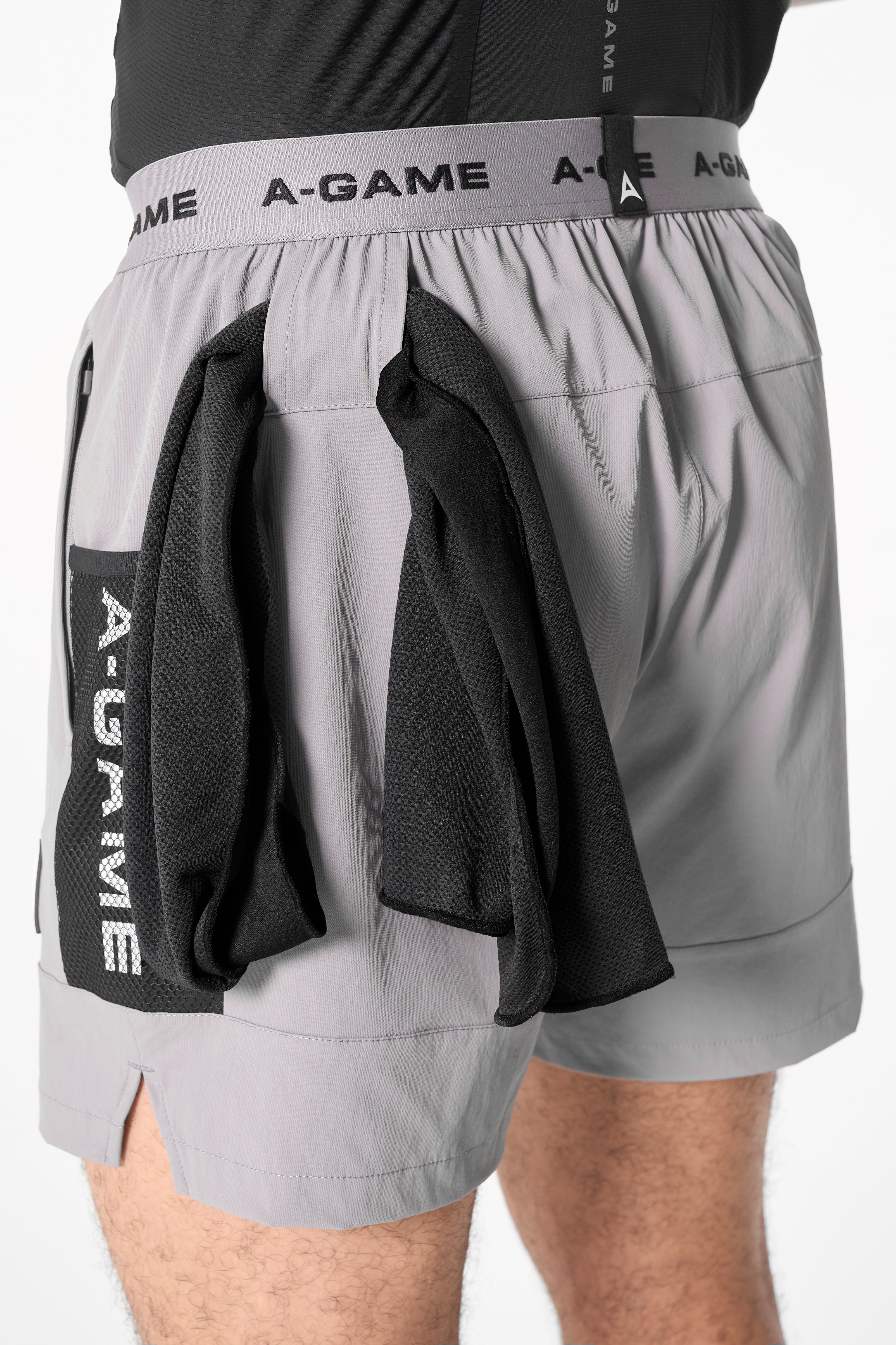 Men's Colour Block Training Shorts - Grey / Black