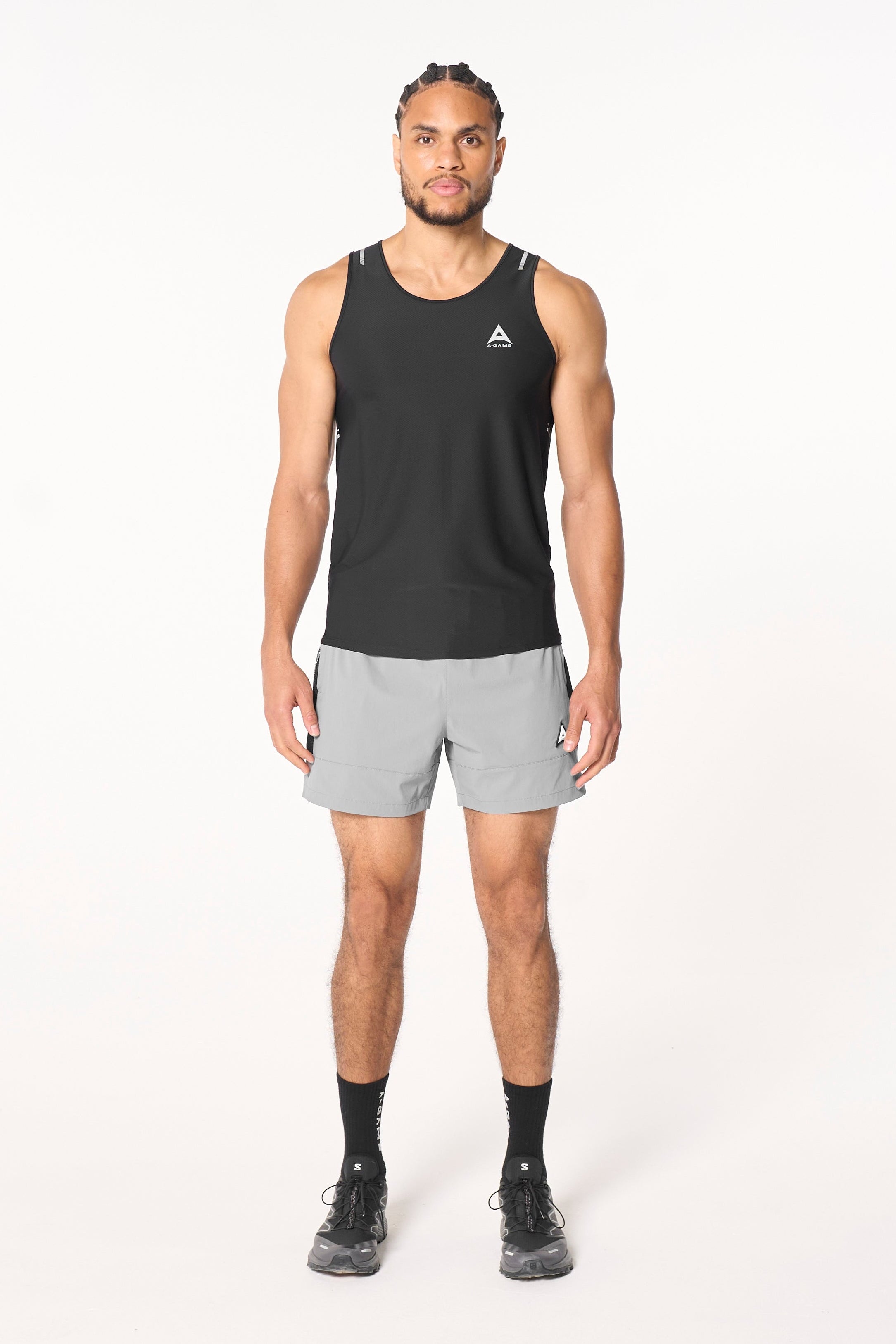 Men's Colour Block Training Shorts - Grey / Black