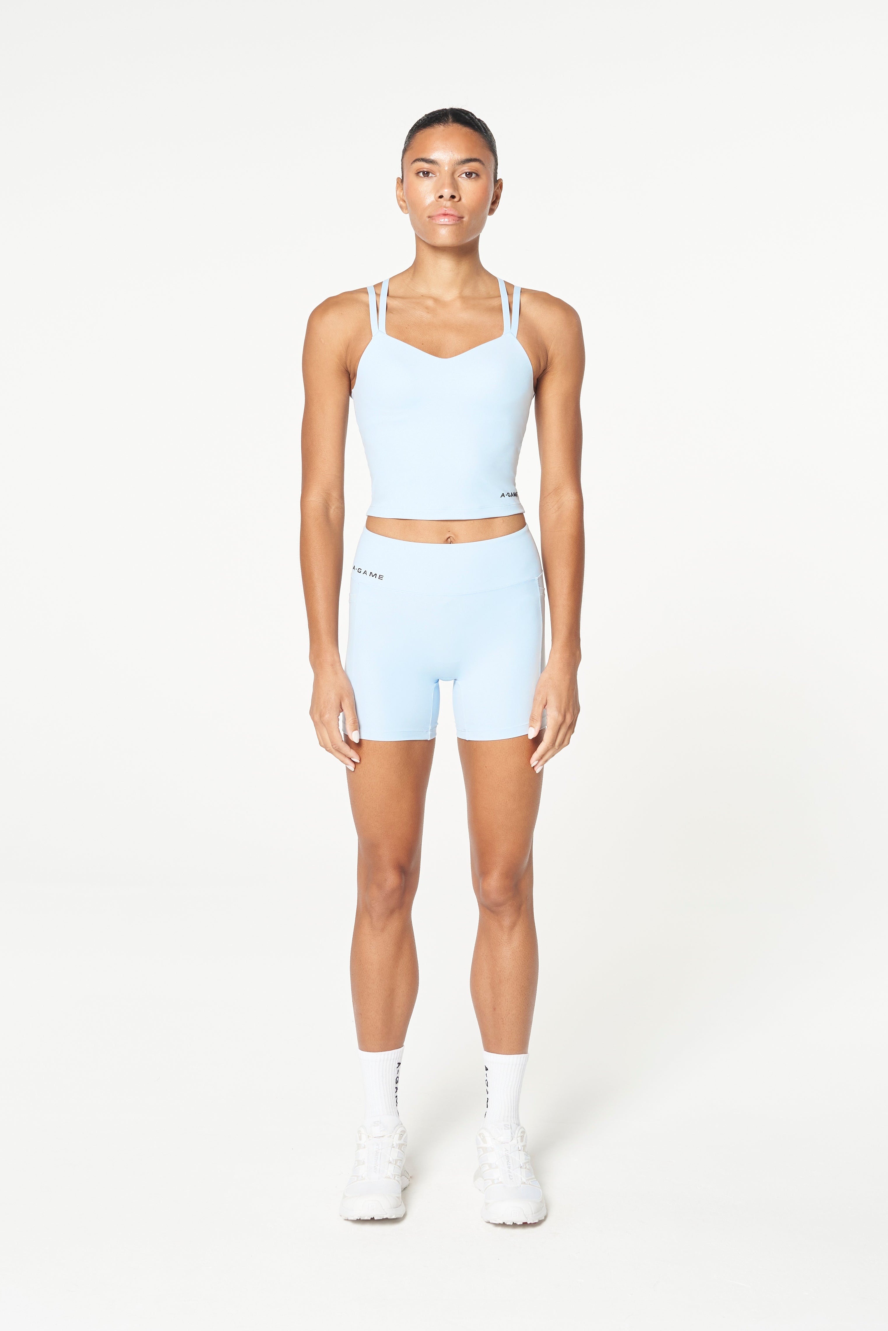 WOMENS TRAINING SHORTS - PALE BLUE