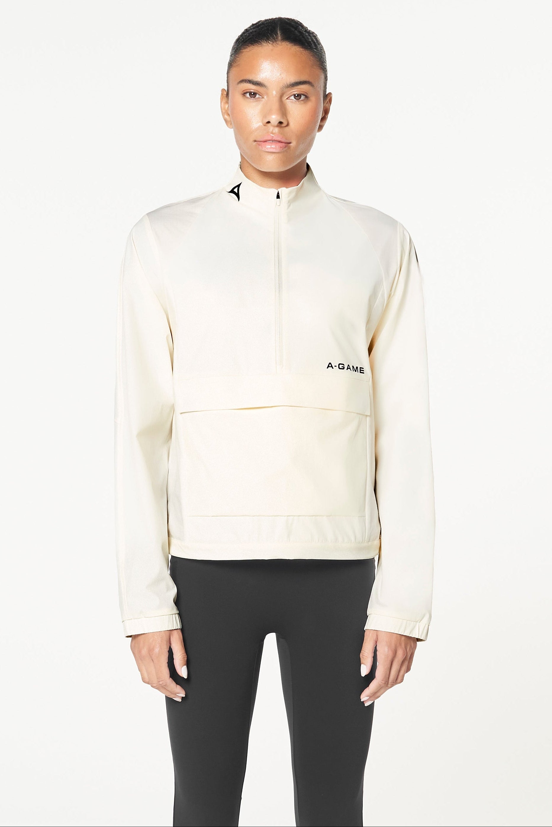 WOMENS HALF ZIP PULL OVER JACKET - ECRU