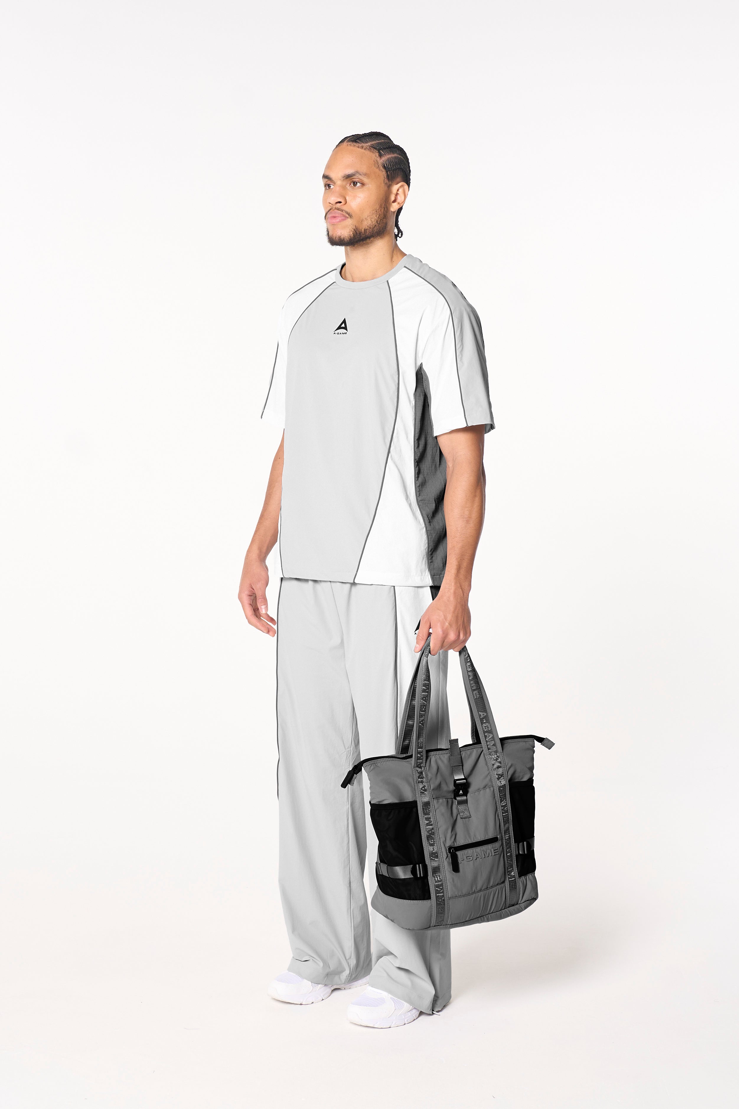 Men's Textured T-Shirt - Grey / White