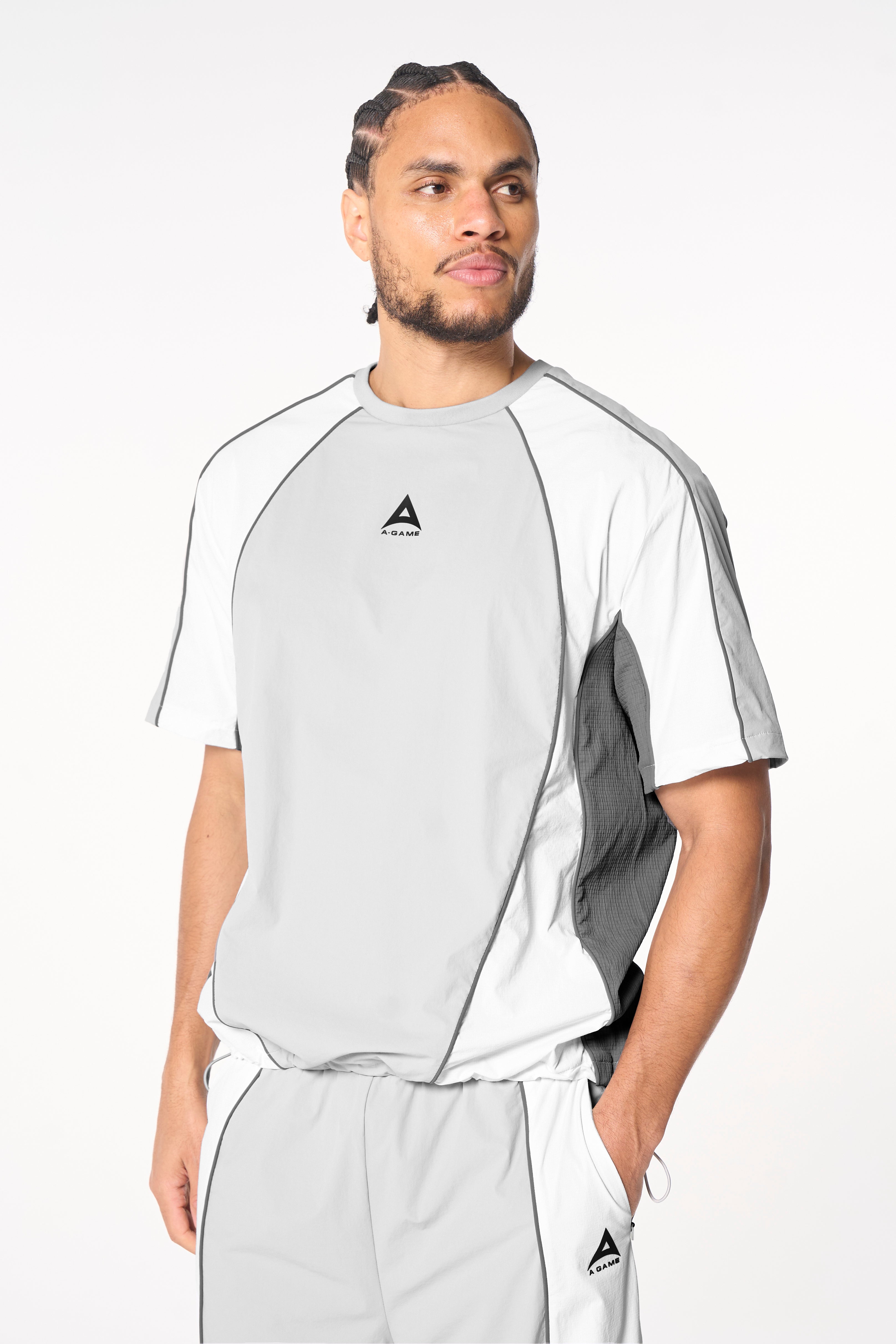 Men's Textured T-Shirt - Grey / White