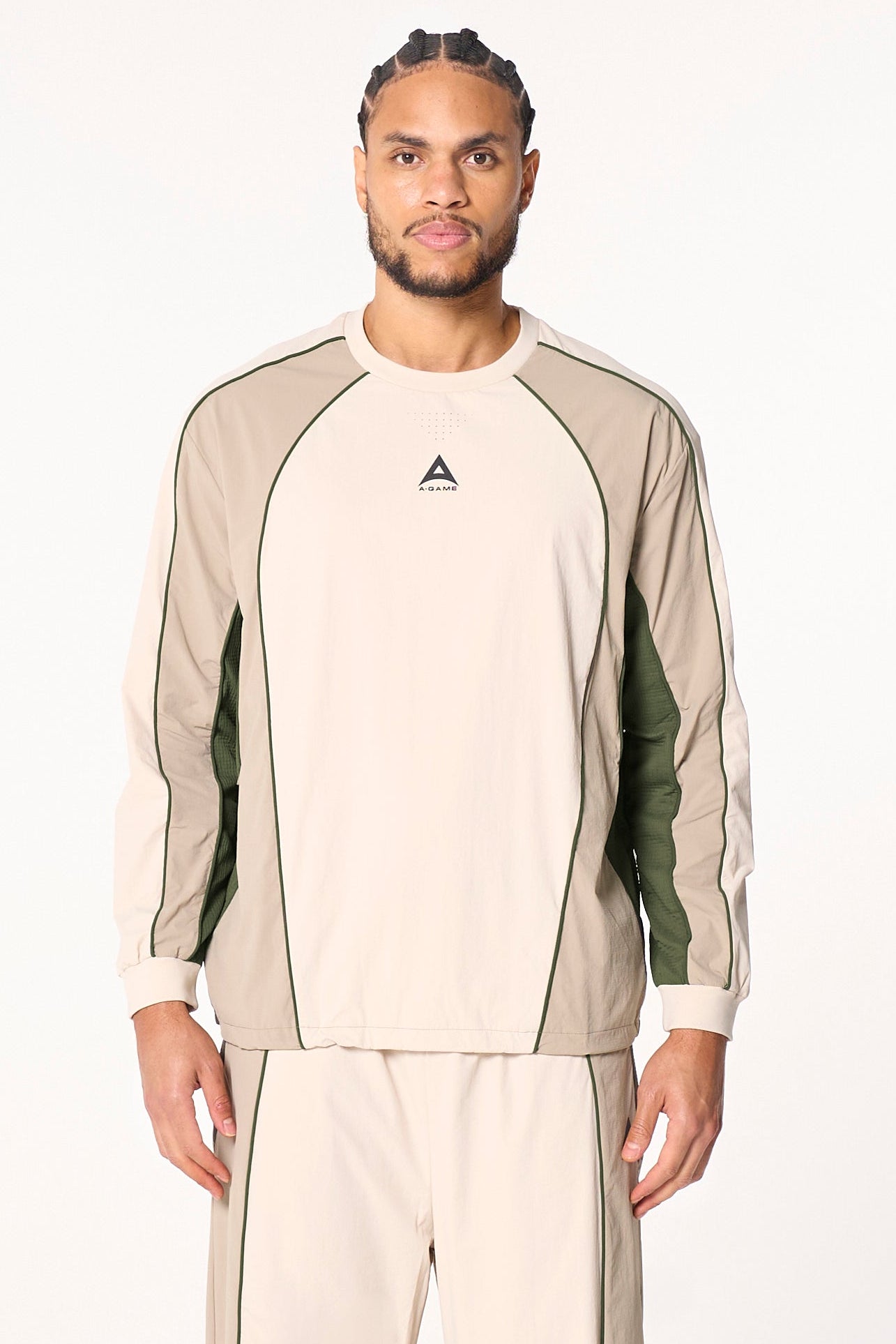 Men's Textured Sweatshirt - Beige / Mid Brown