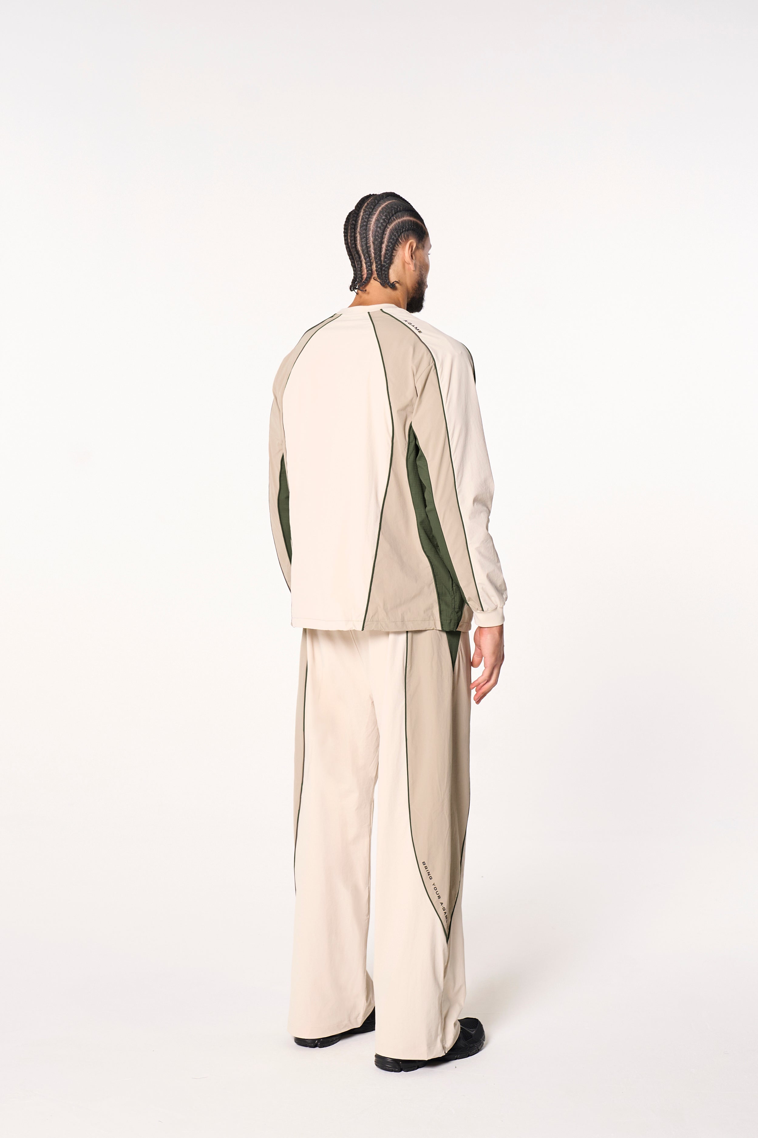 Men's Textured Track Pants - Beige / Mid Brown