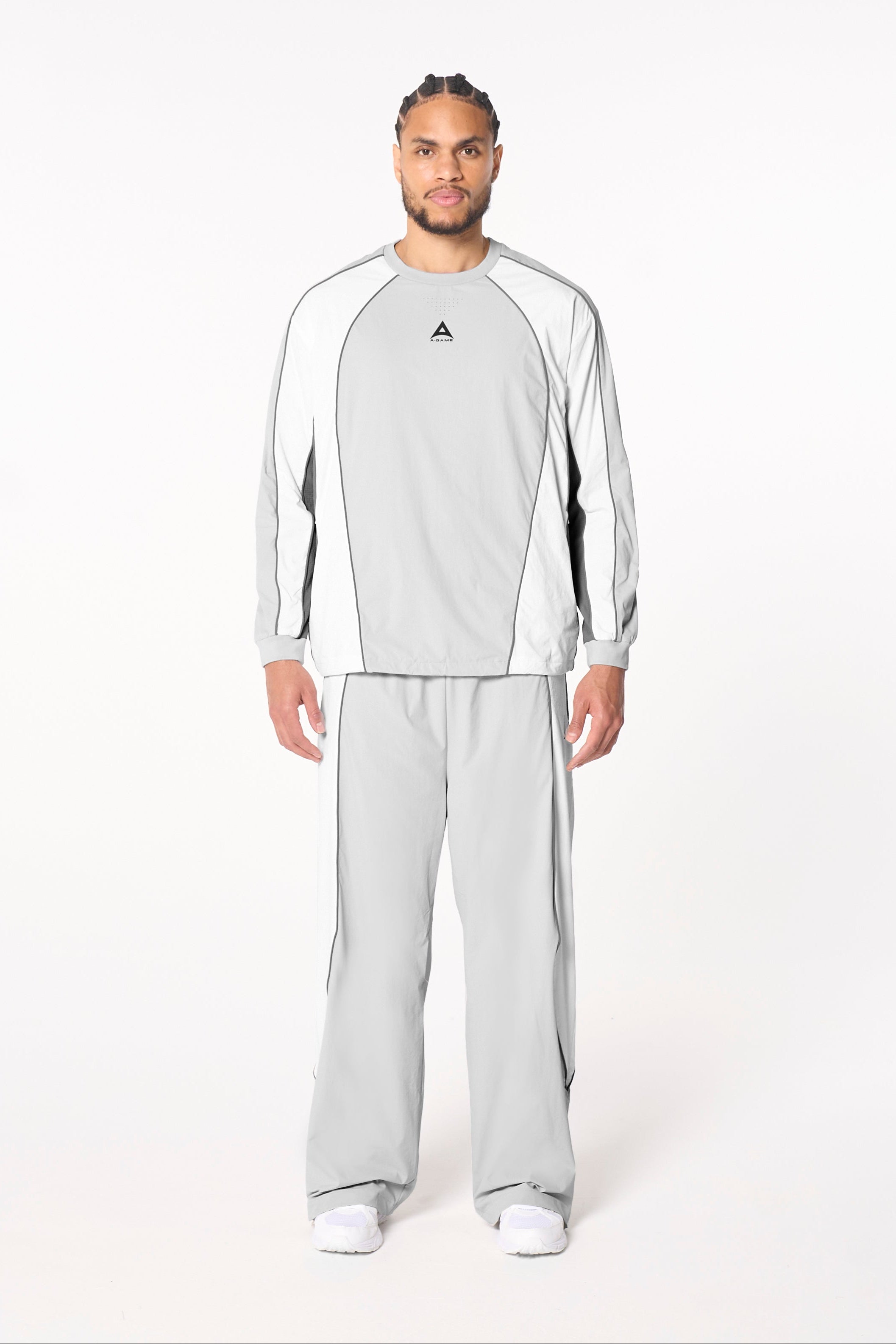 Men's Textured Track Pants - Grey / White