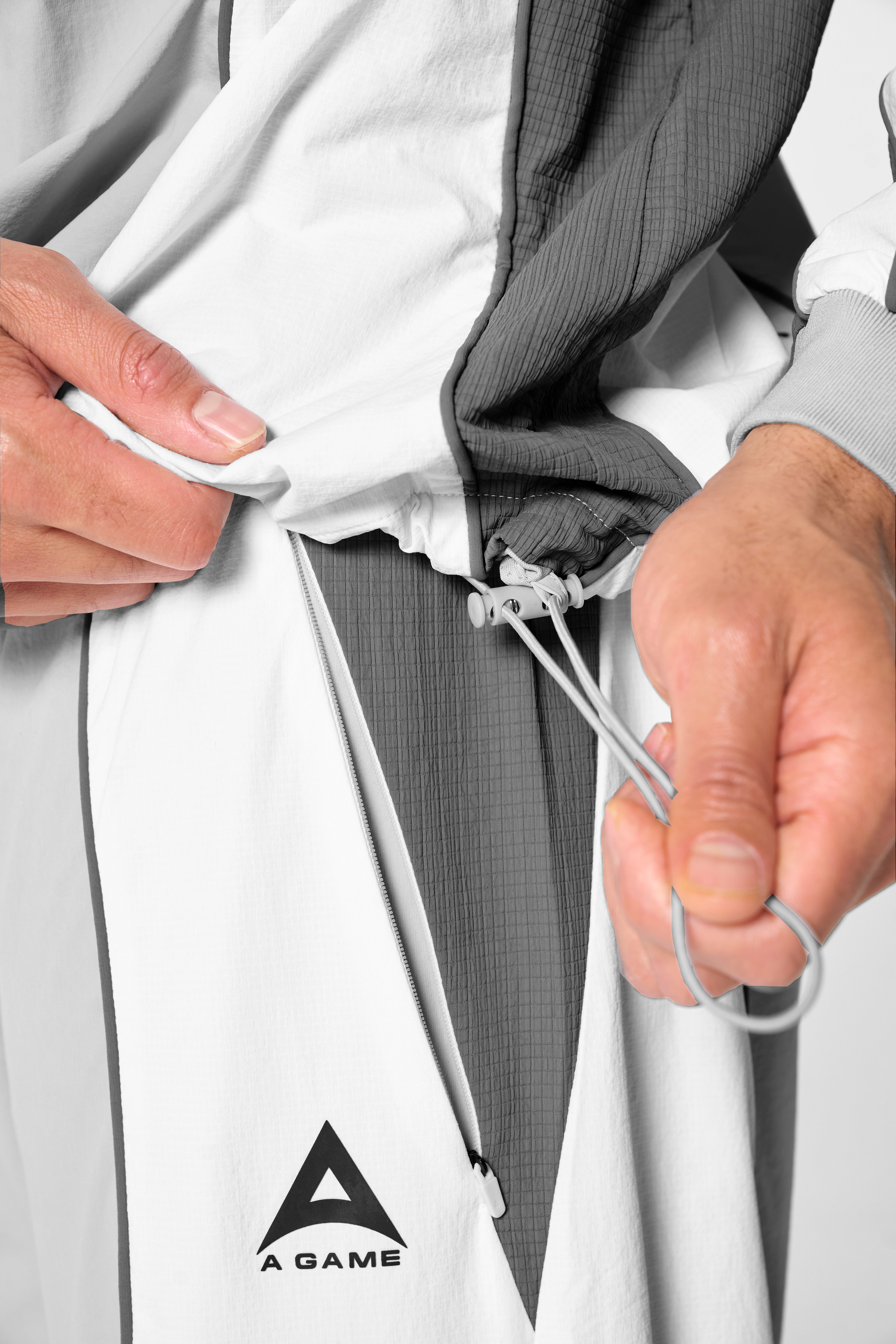 Men's Textured Track Pants - Grey / White